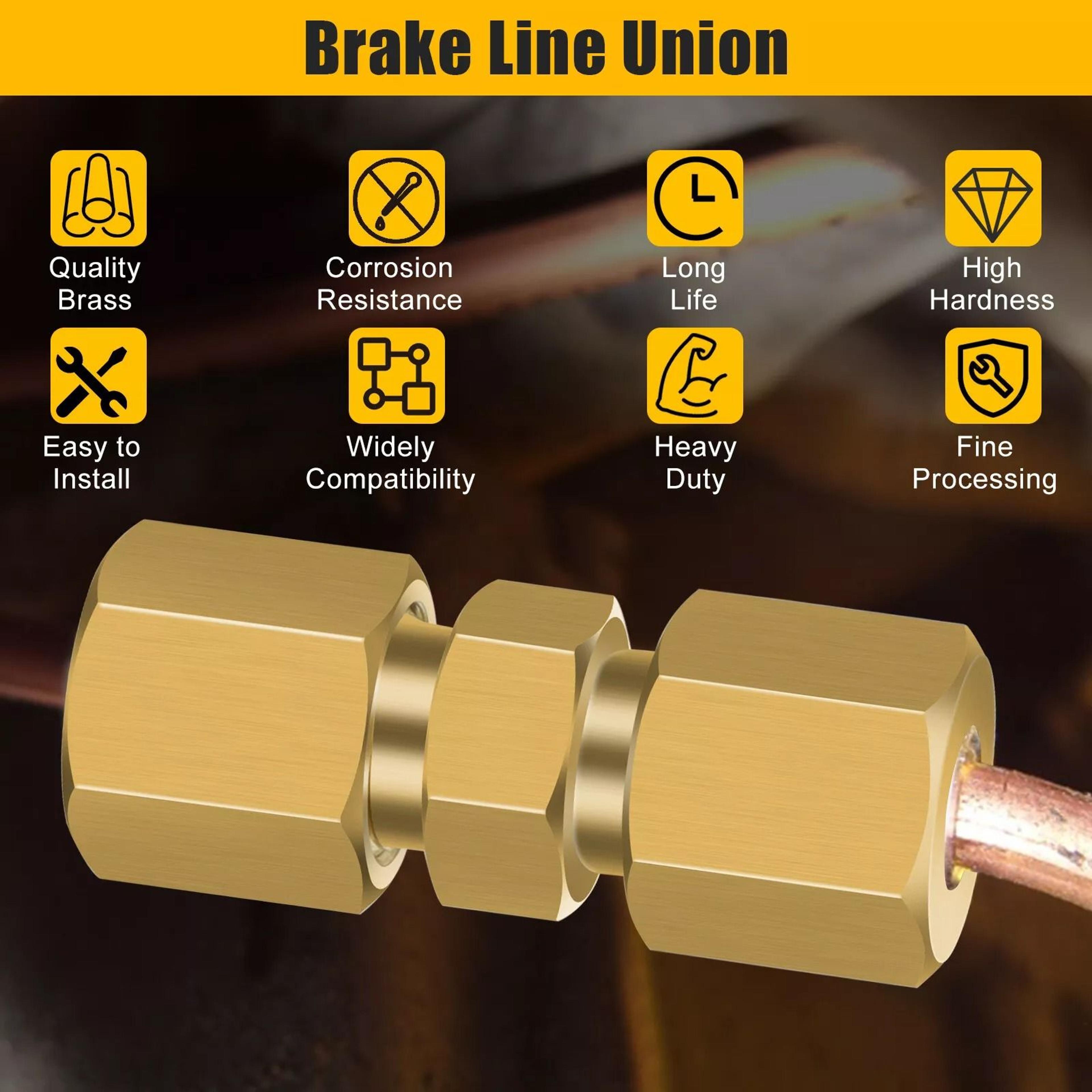 straight brass brake line inverted flare union heavy duty 3/16" tube compression fitting 10 pack