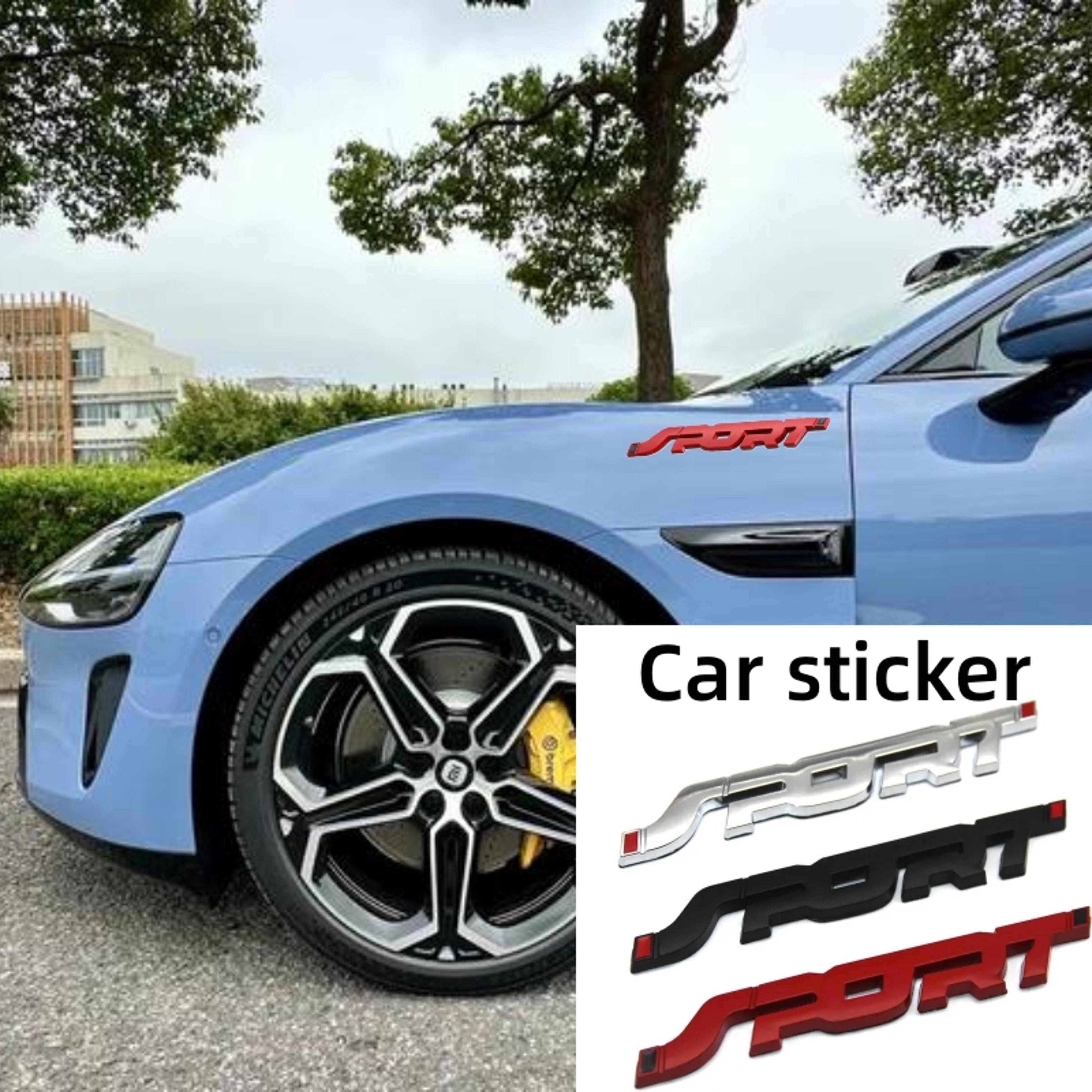 3d chrome metal car emblem sticker, sporty black racing letter logo badge for trunk, hood & styling accessories