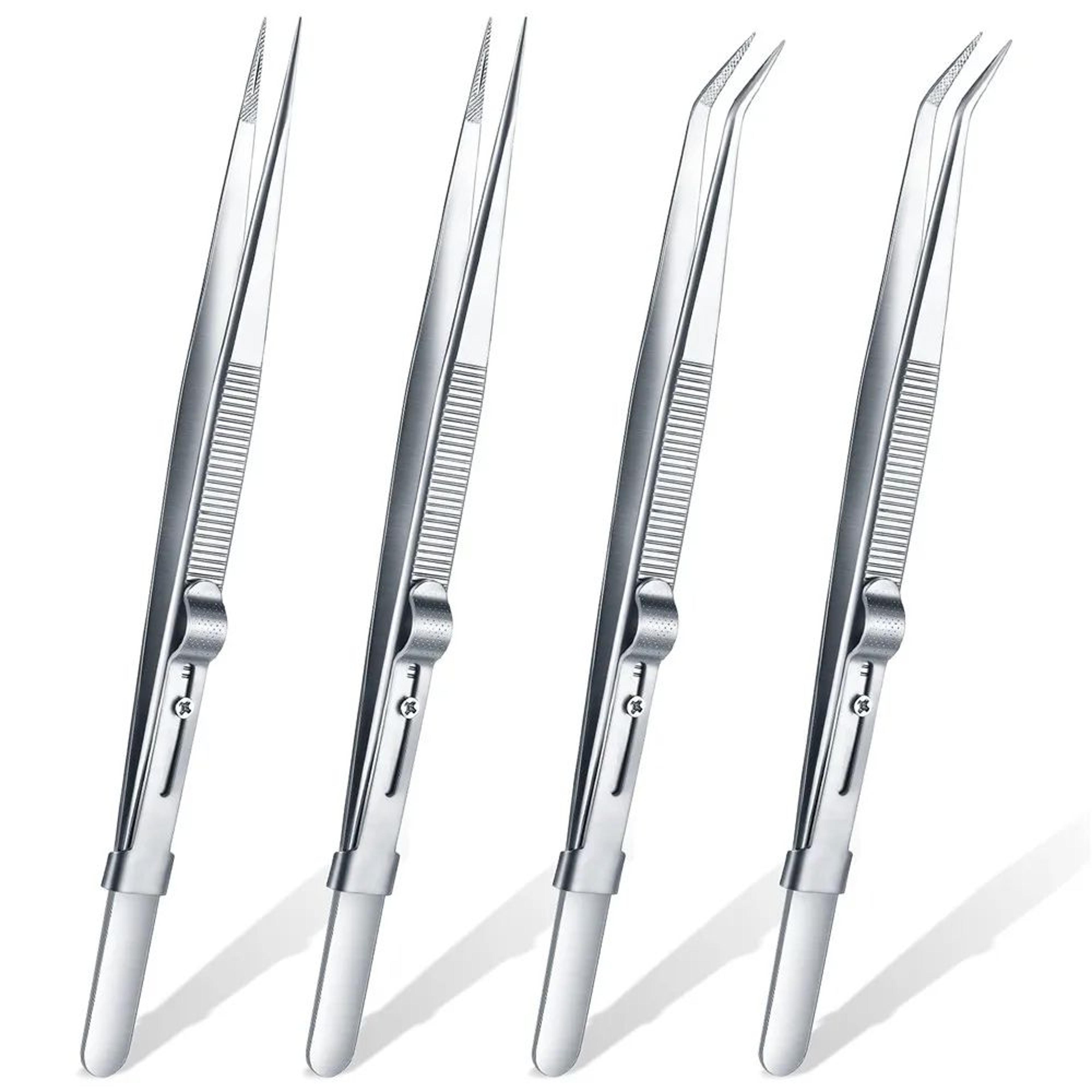 professional high precision stainless steel jewelry tweezers, sandblasting diy diamond gem jeweler's slotted buckle tool