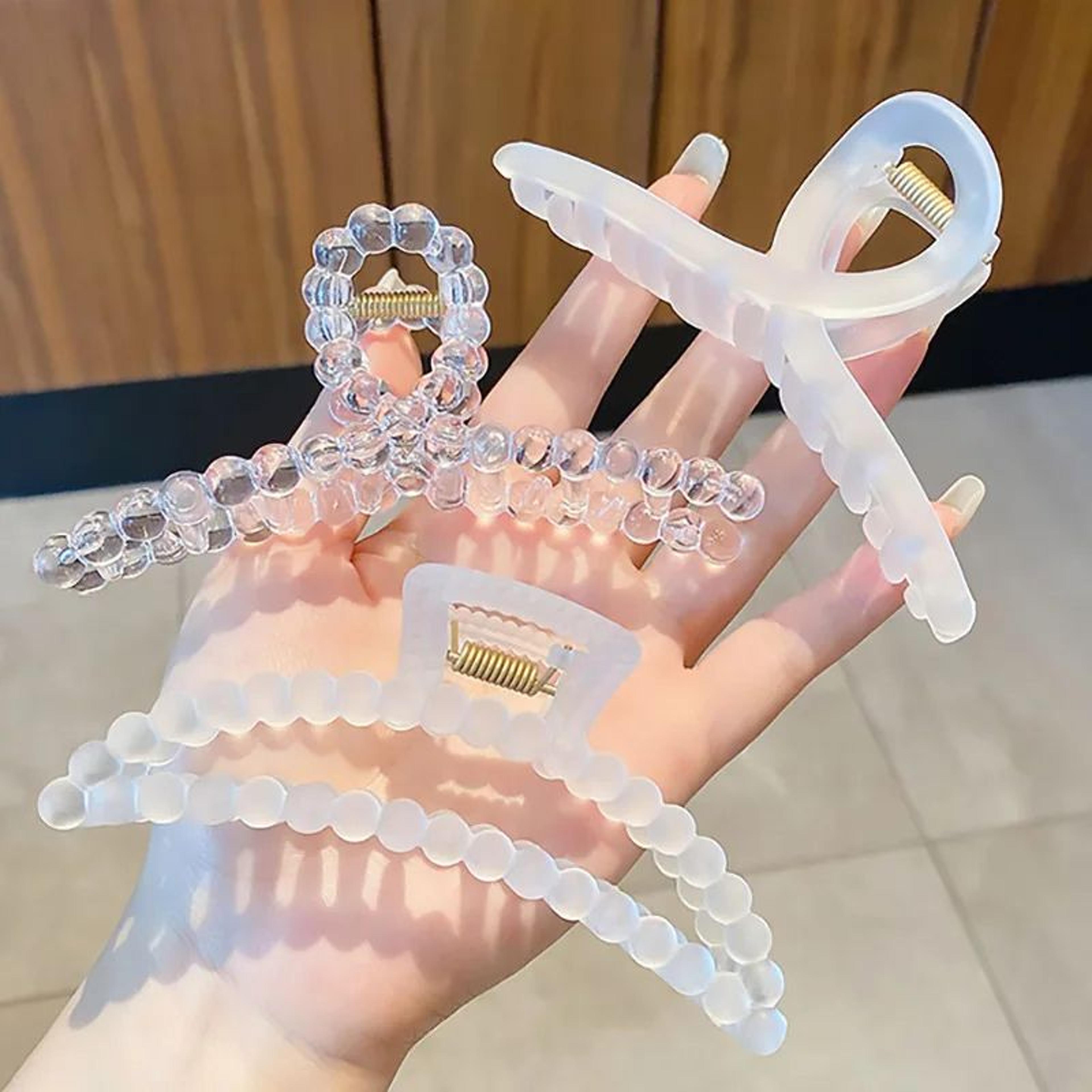 large clear claw hairpin set for women & girls, strong hold for thick & thin hair, ideal for fixed hair, travel & stylin