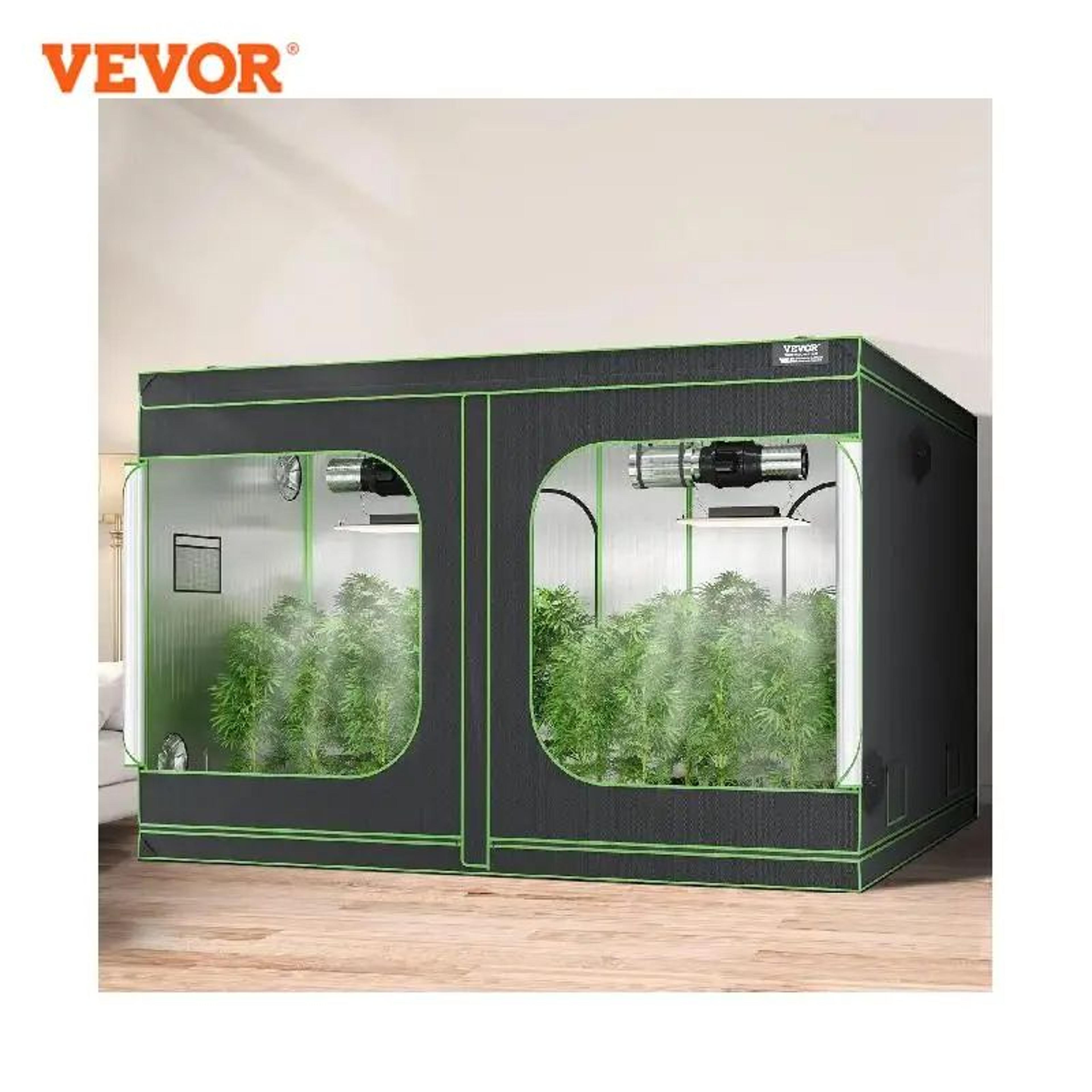 vevor grow tent high reflective mylar hydroponic growing tent with observation window, durable fabric, tool bag