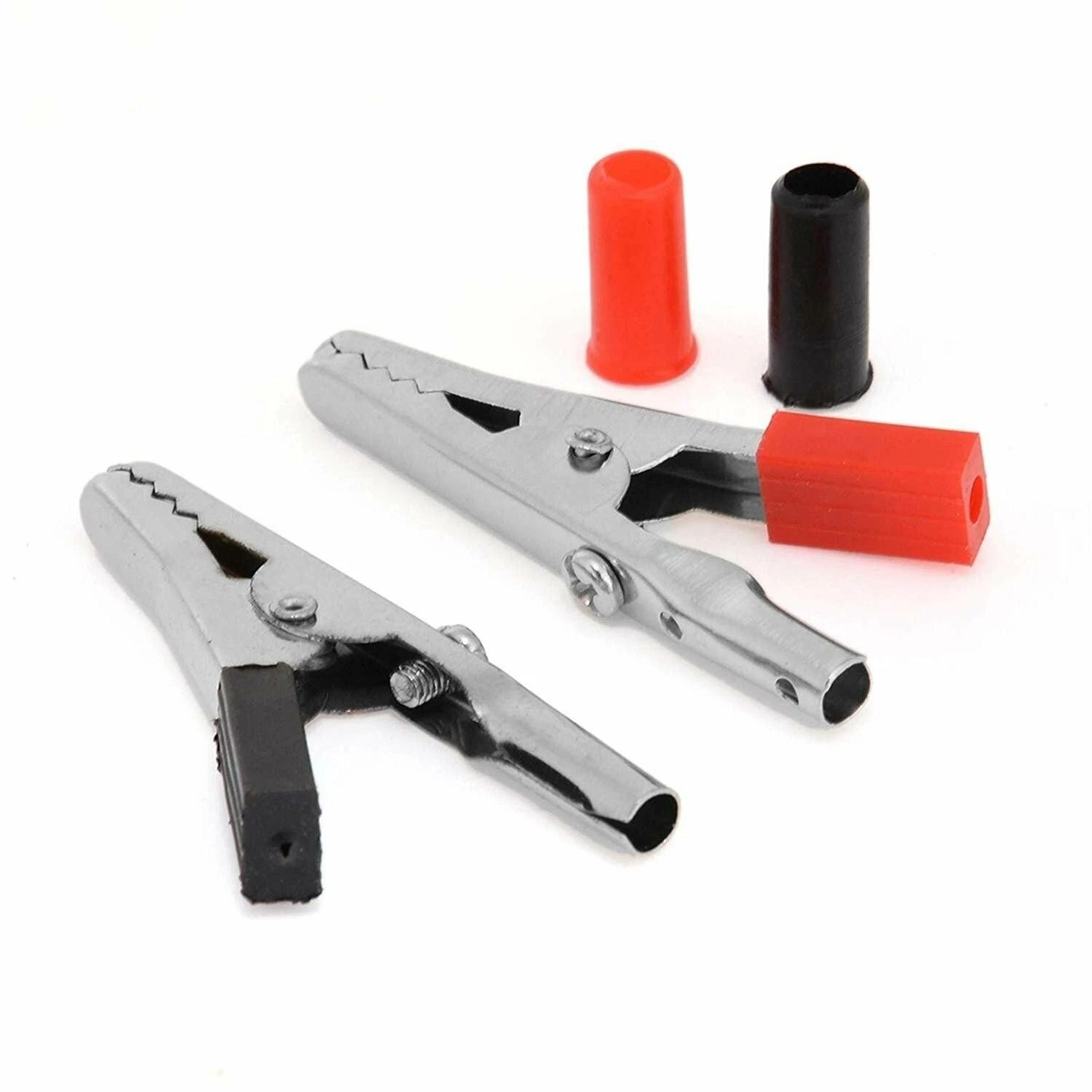 bulk alligator clips set, 10 pcs metal electrical test clamps with insulated red/black handles