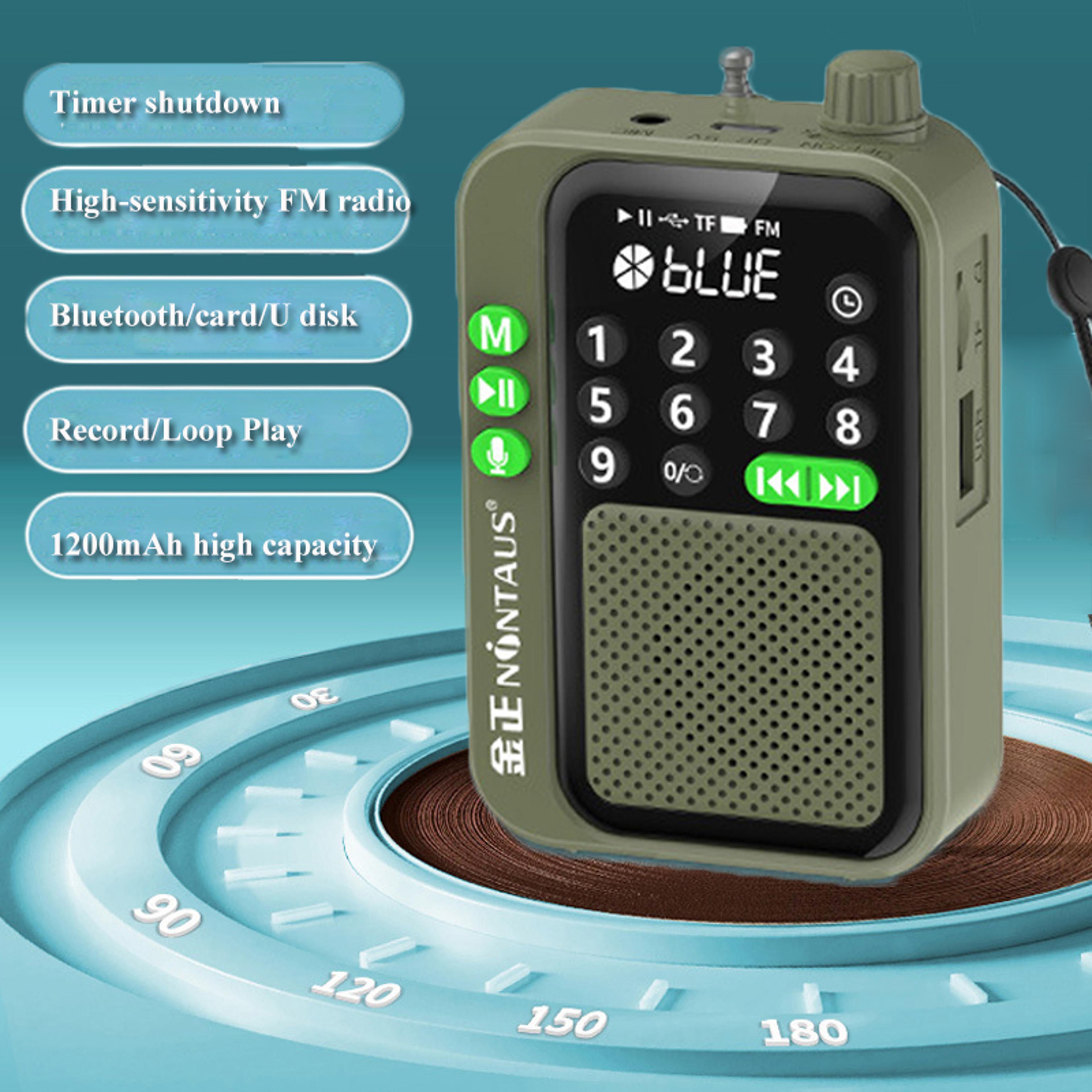 wireless mini pocket fm radio digital receiver with bluetooth speaker, led display, high sensitivity, sleep timer