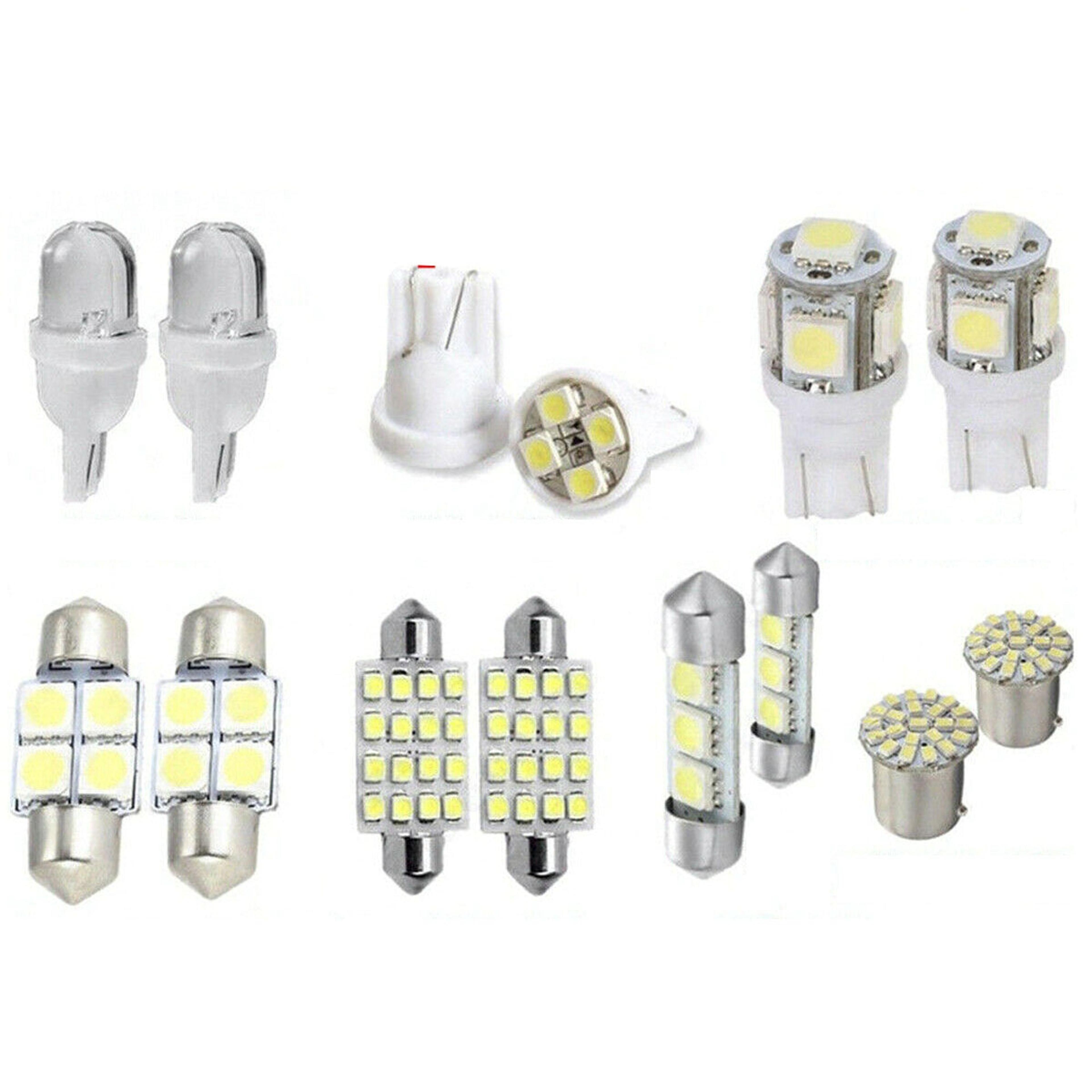 led interior bundle, white t10 & map, dome, plate lights, easy install car upgrade kit