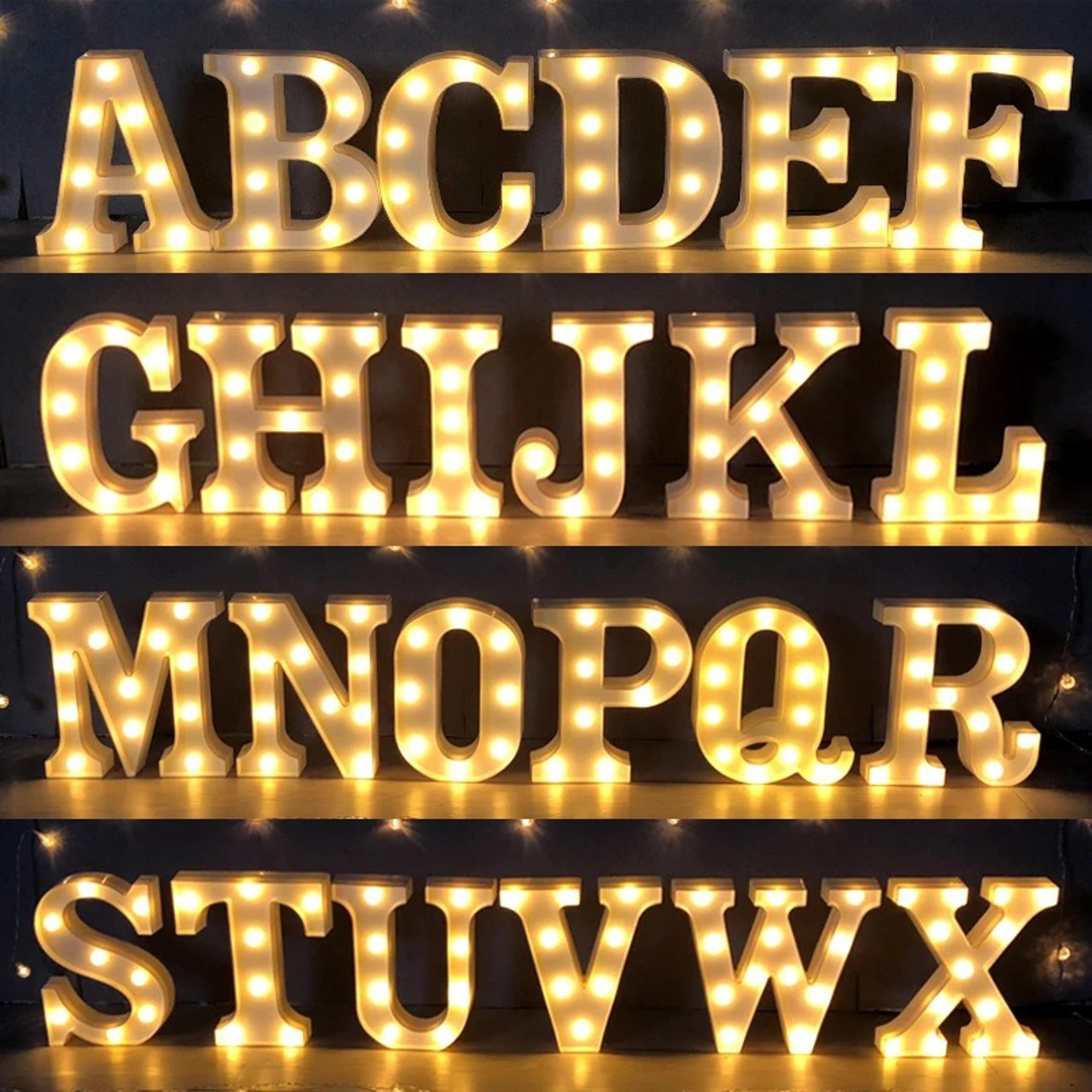 battery powered alphabet letter led lights, luminous warm night number lamp for home decor, christmas, wedding, birthday