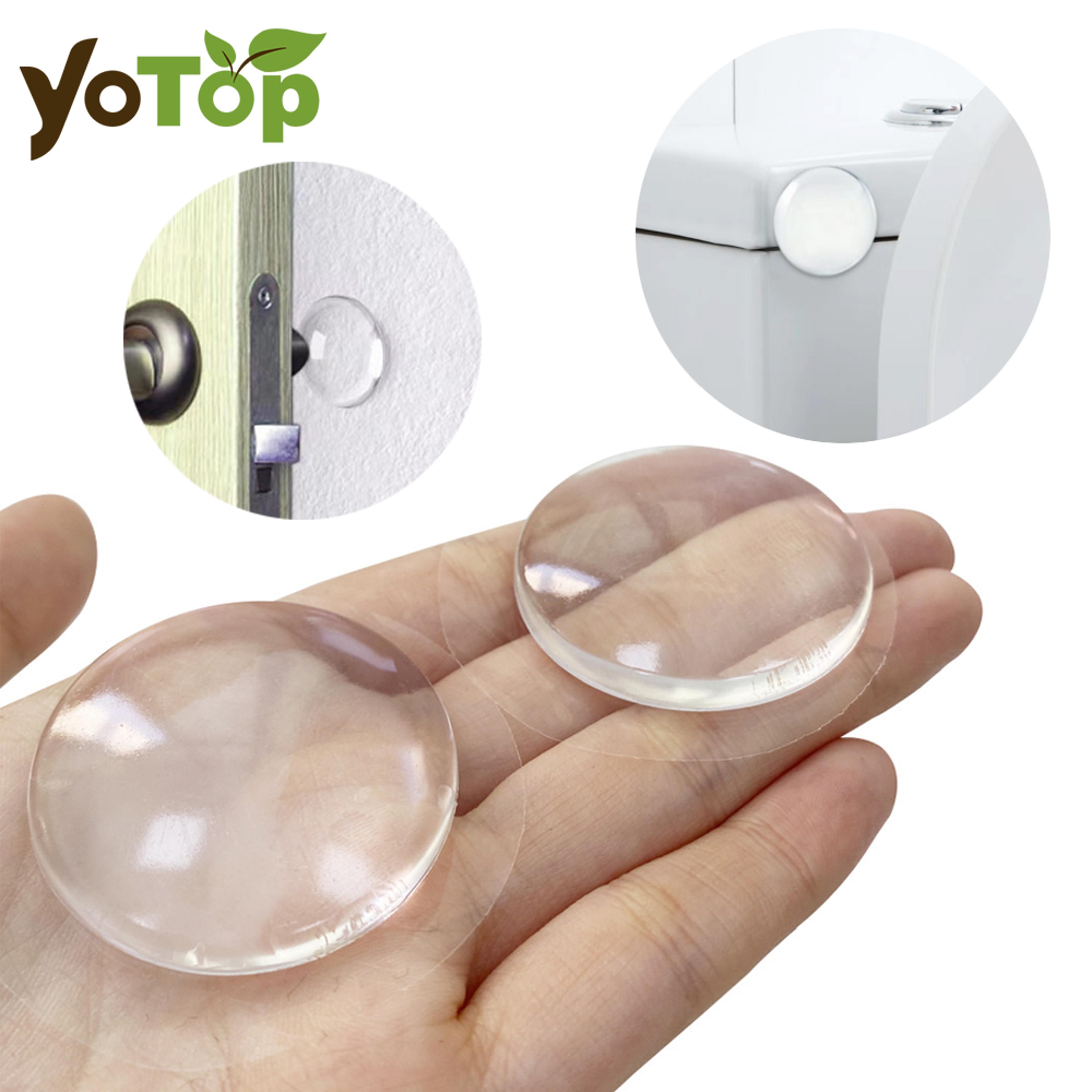 self-adhesive round transparent silicone door stopper wall protector, non-slip muffler plug for handle impact protection