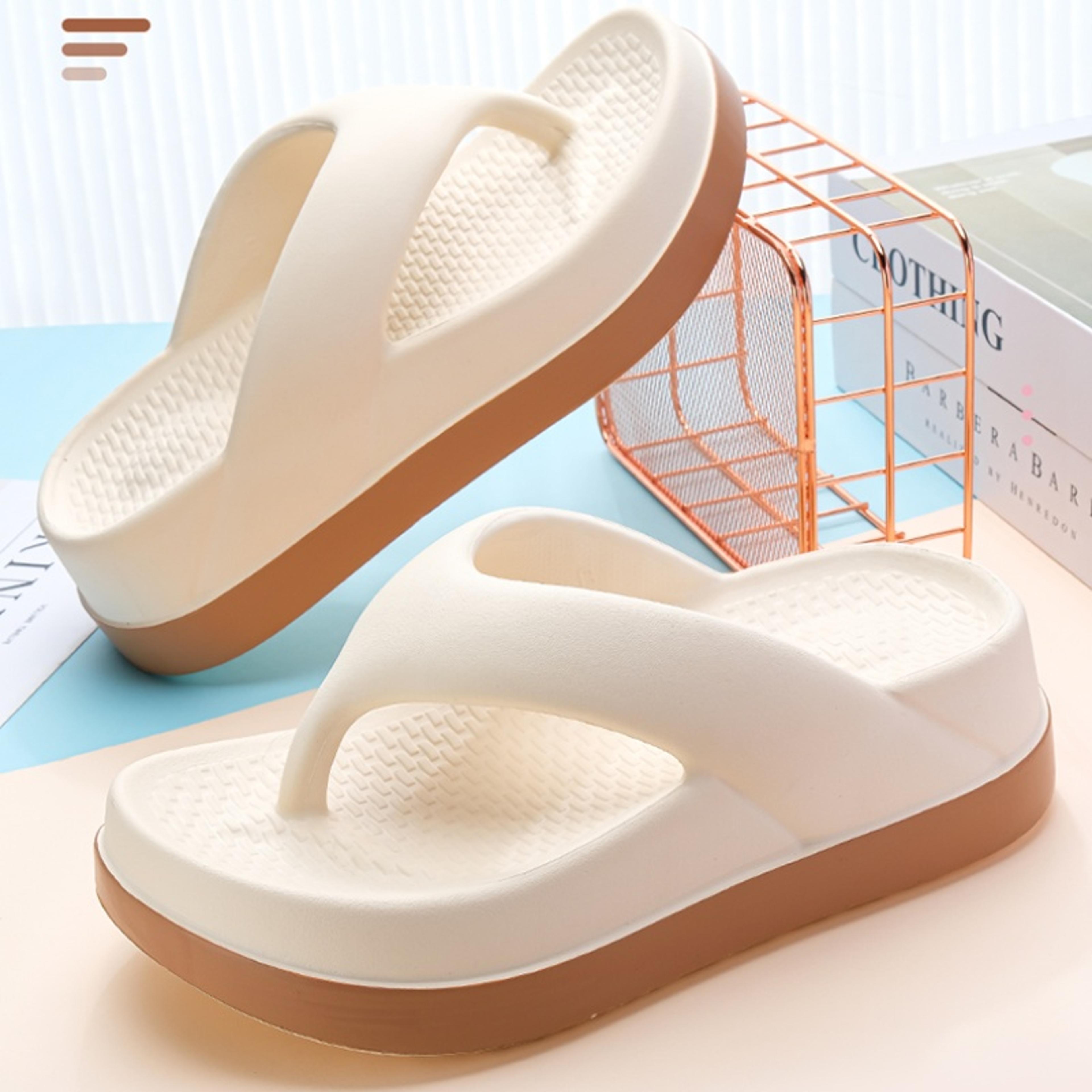 women flip flops, popular design casual platform sandals, non-slip outdoor slippers with high elastic support