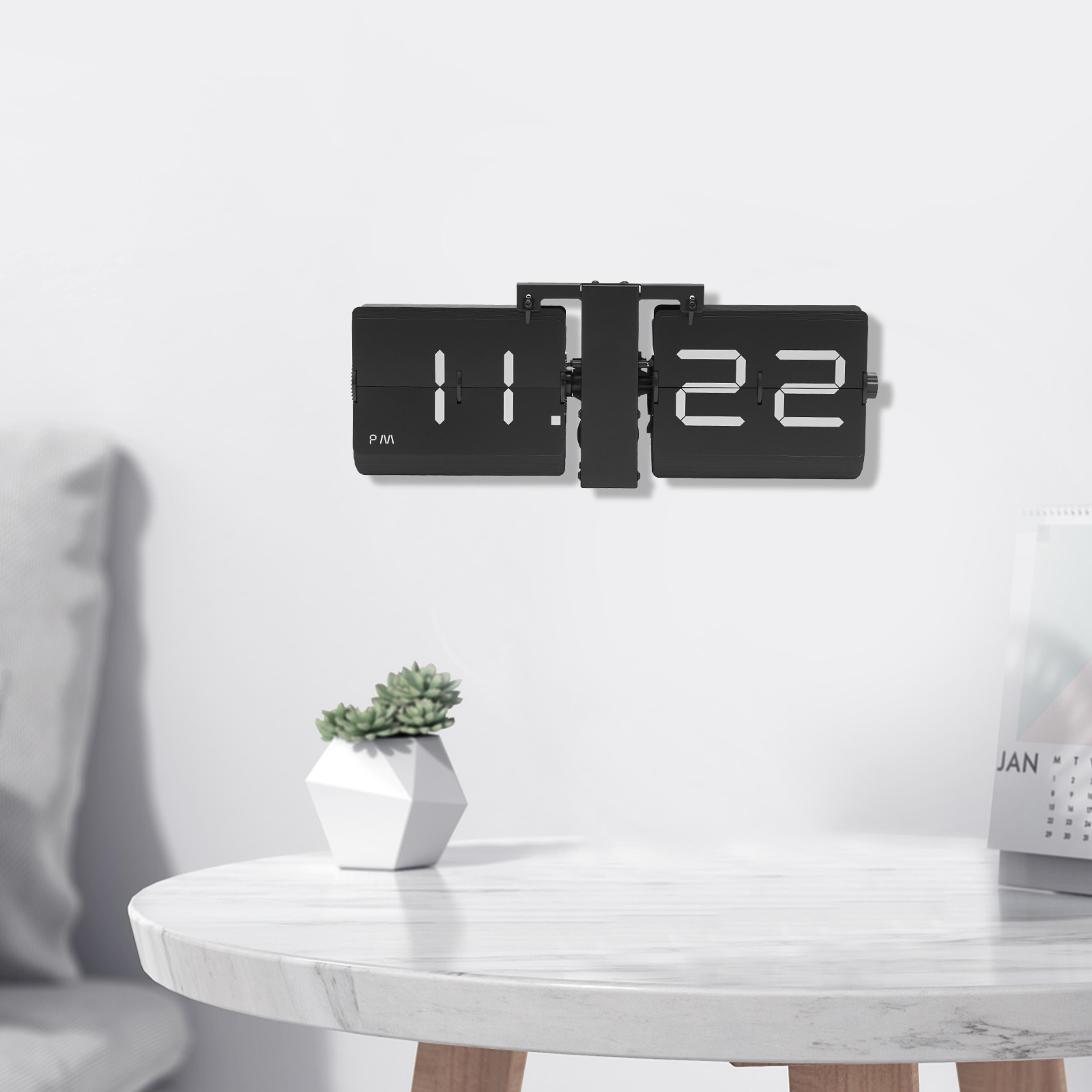 vintage style retro flip clock digital display, large battery operated wall clock, tabletop decor for home office
