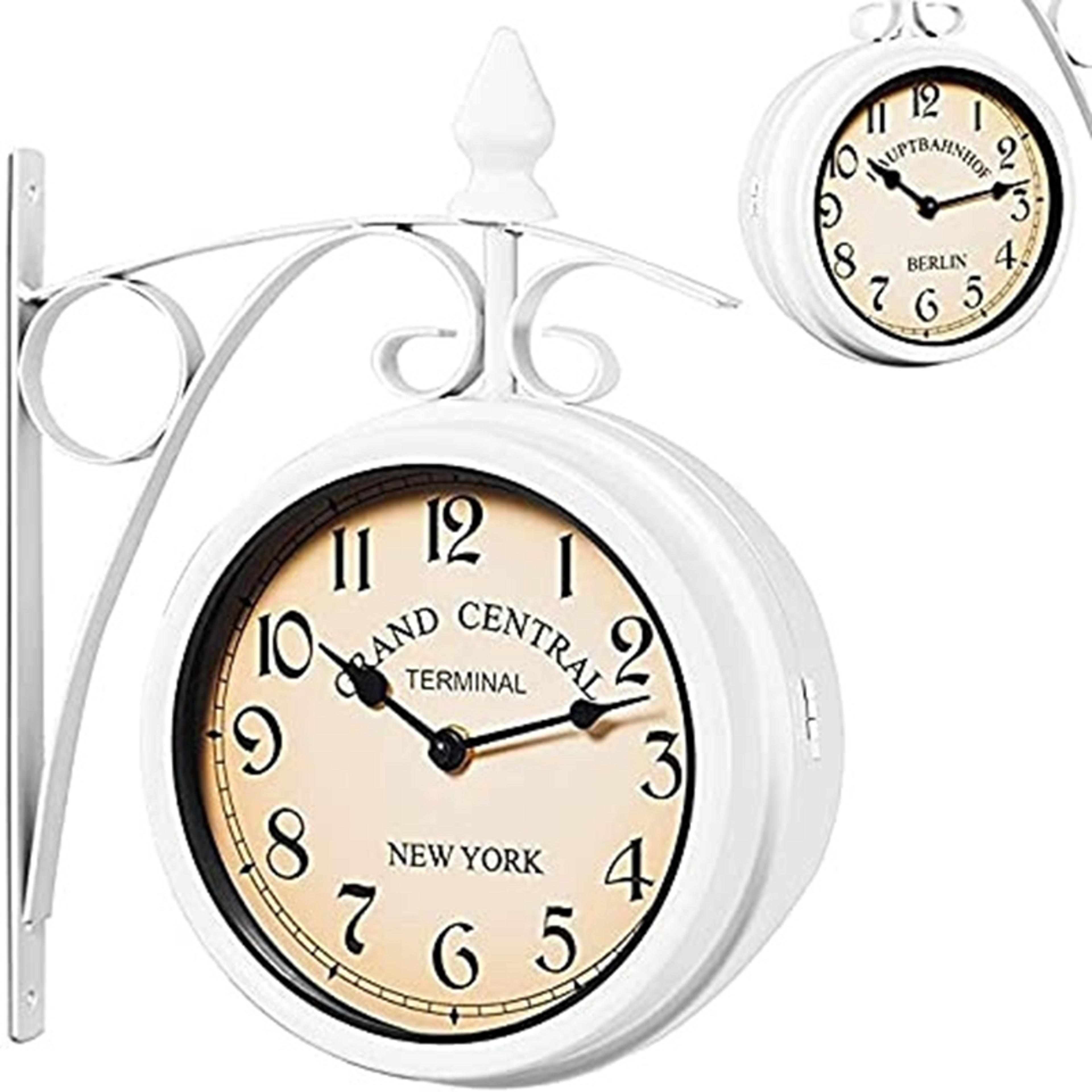 double sided two faces retro station clock, iron round wall hanging, chandelier style clock for home hall decor