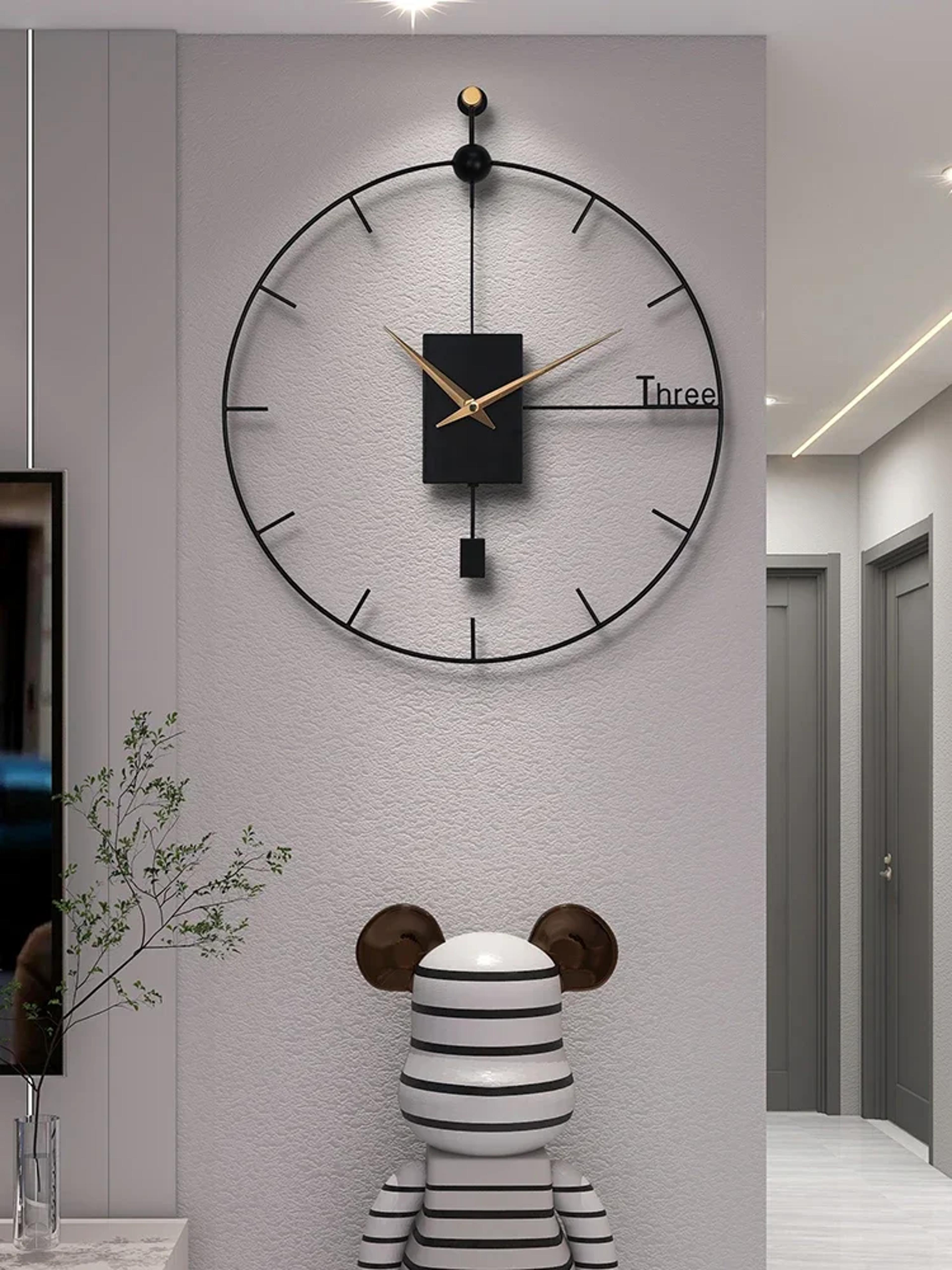 modern stylish wall clock luxury design, large swingable pendulum clock, vintage wall decor for living room and home