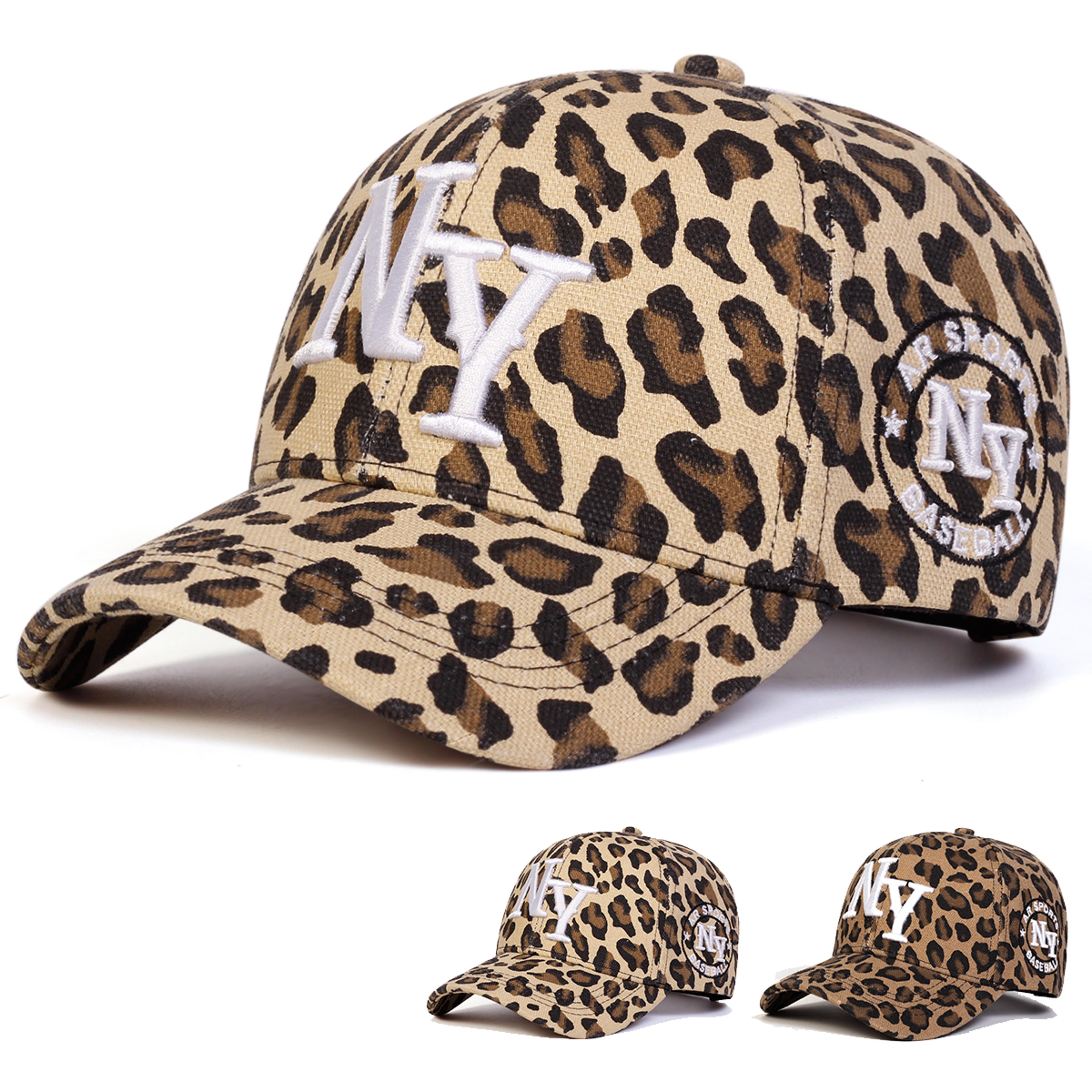 adjustable unisex leopard print baseball cap with letter embroidery, casual trucker hat for spring autumn outdoor wear