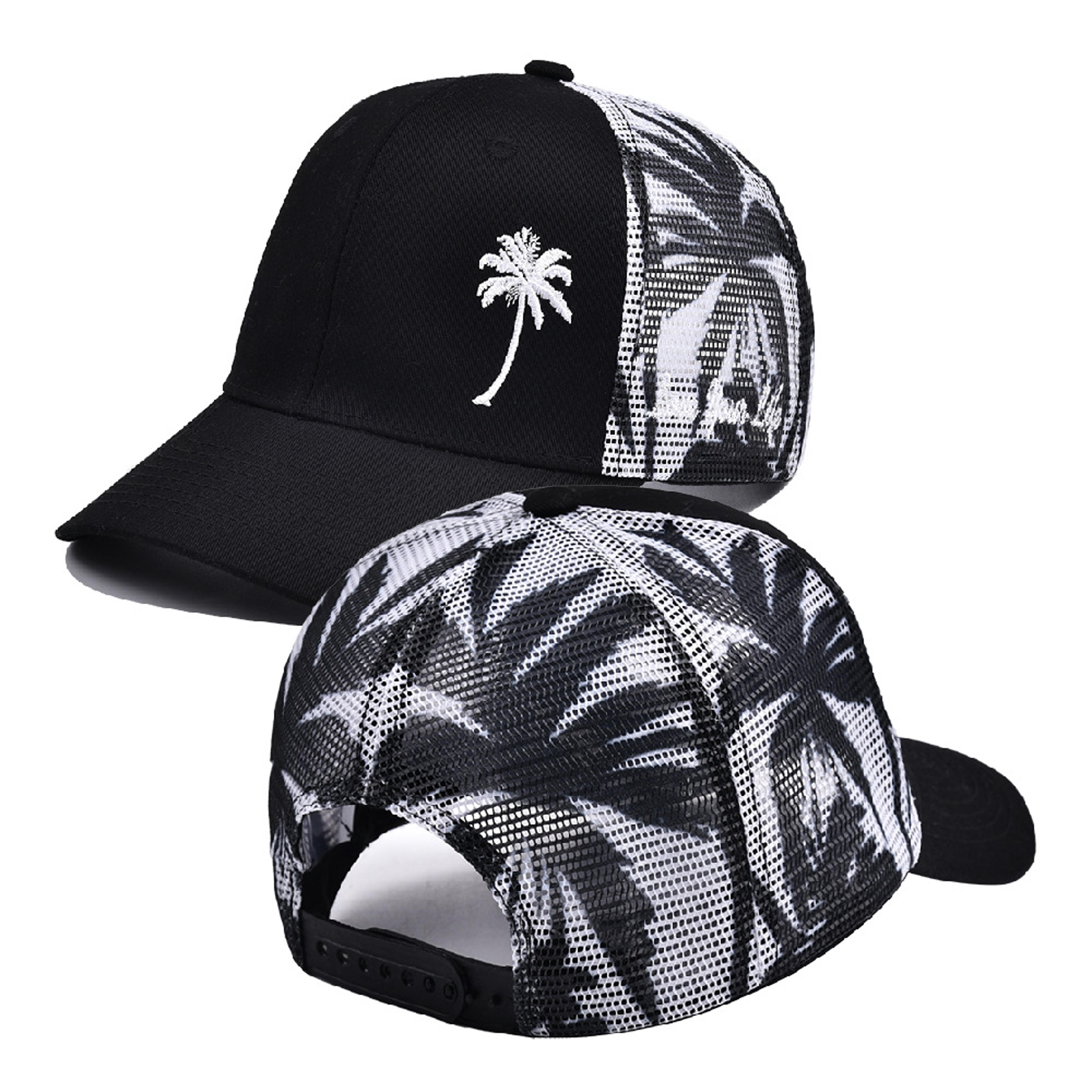 coconut tree pattern outdoor summer trucker hat, unisex adjustable baseball cap, streetwear snapback for men and women