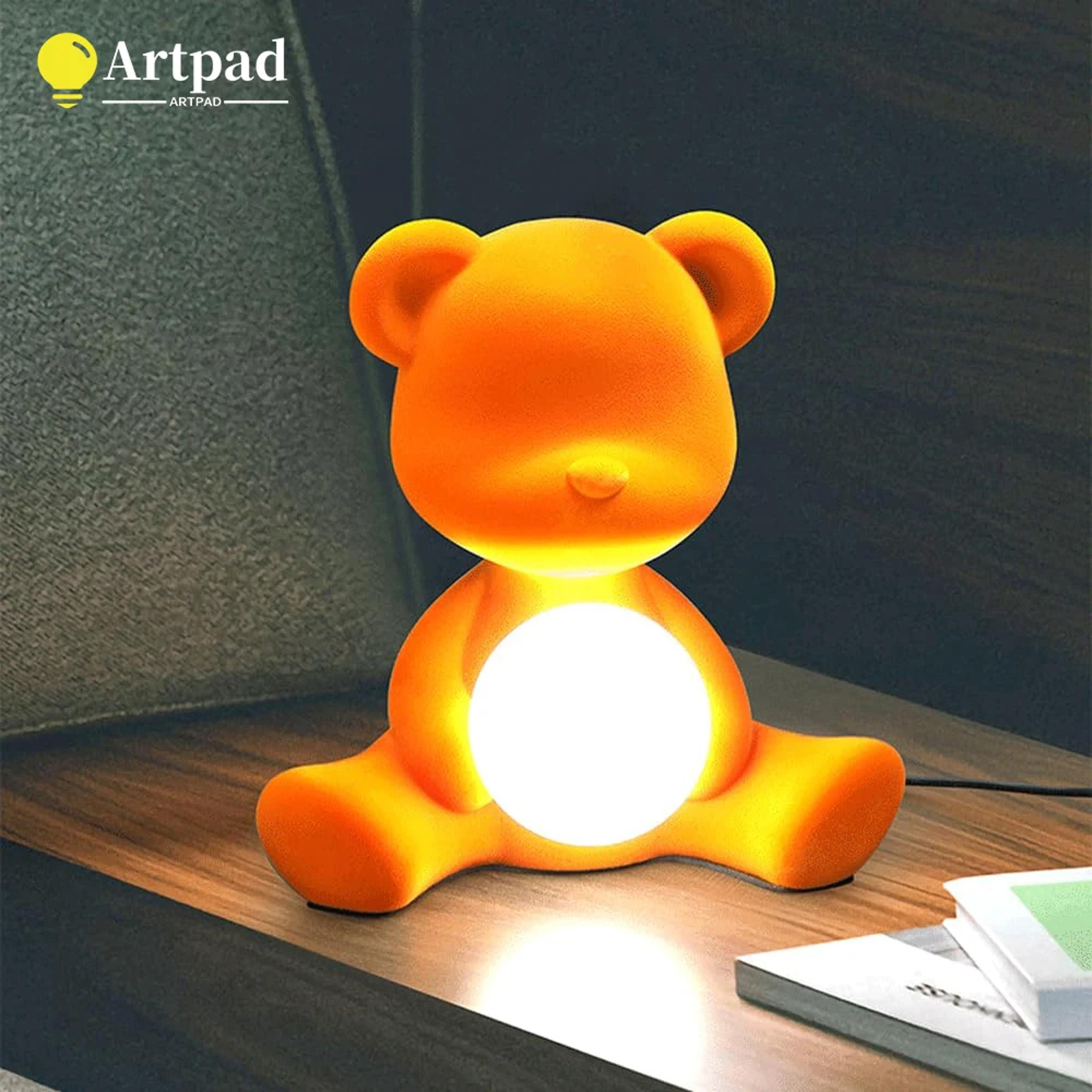 teddy bear night light lamp with eye care tech,adorable nordic desk lamp for kids bedroom,nursery decor &bedside reading