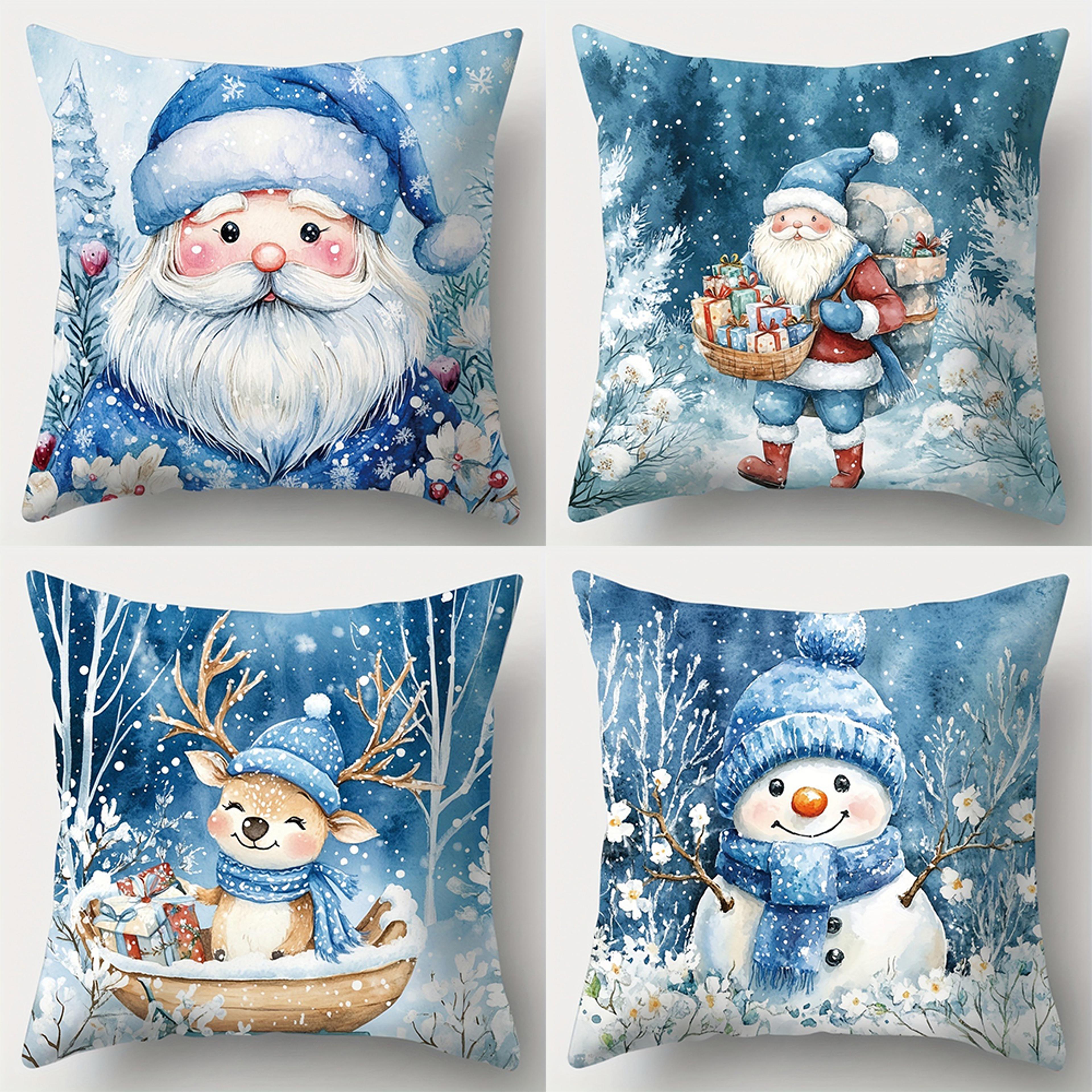 christmas decoration pillowcase cute santa claus snowman fawn pillow cover sofa cushion cover home decoration gift