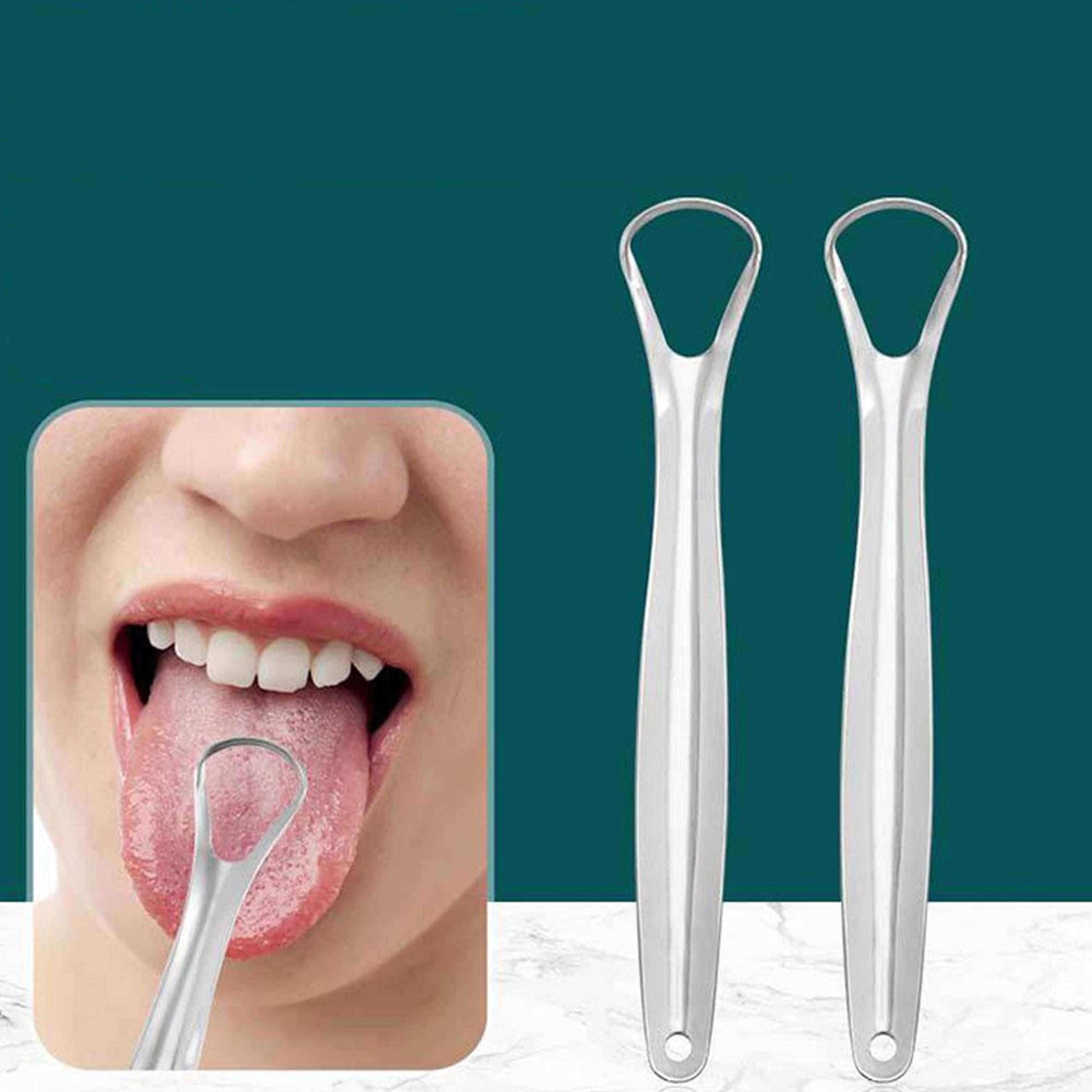 premium stainless steel tongue scraper & fresh breath tool portable reusable oral hygiene tool