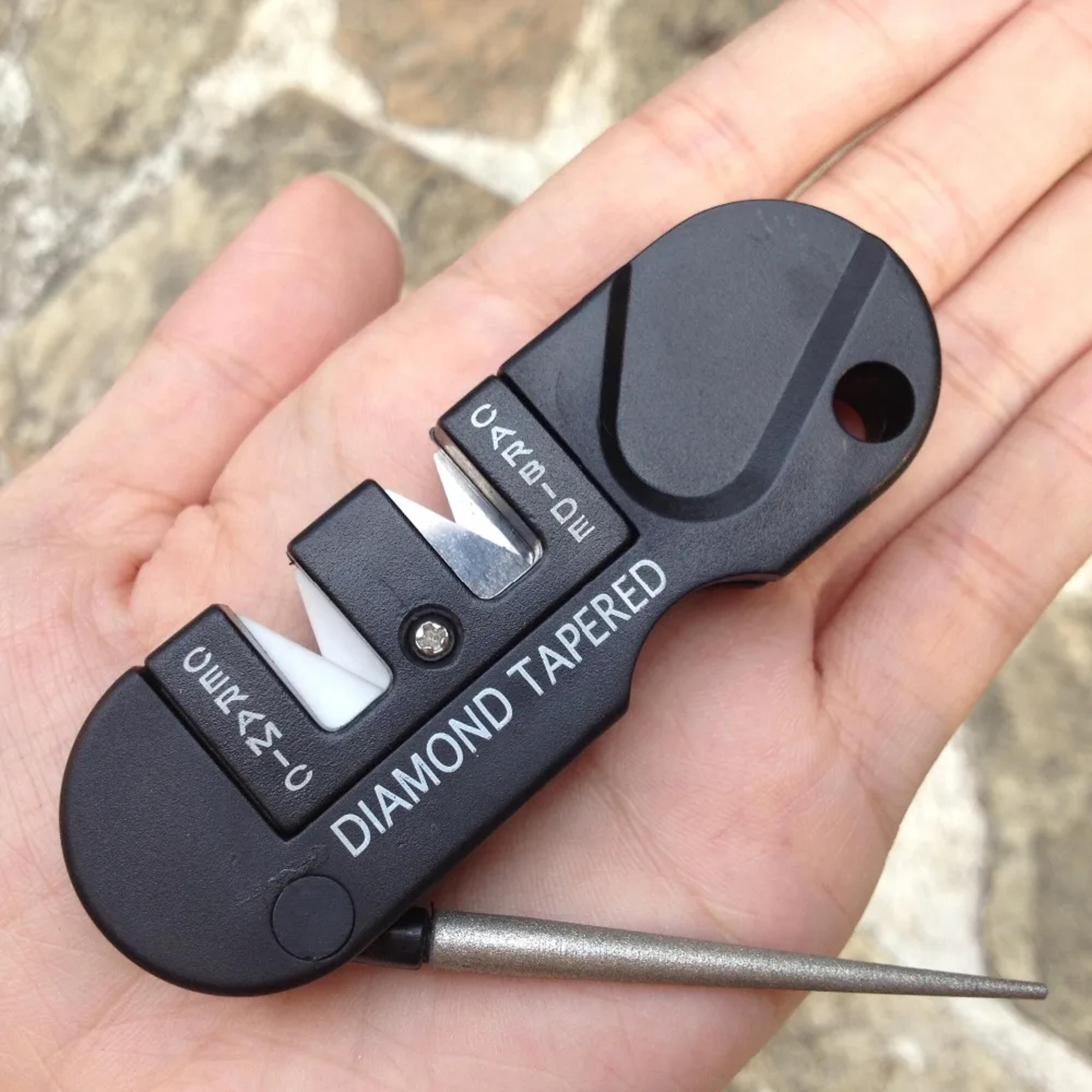 portable knife sharpener with diamond, tungsten & ceramic sharpening system