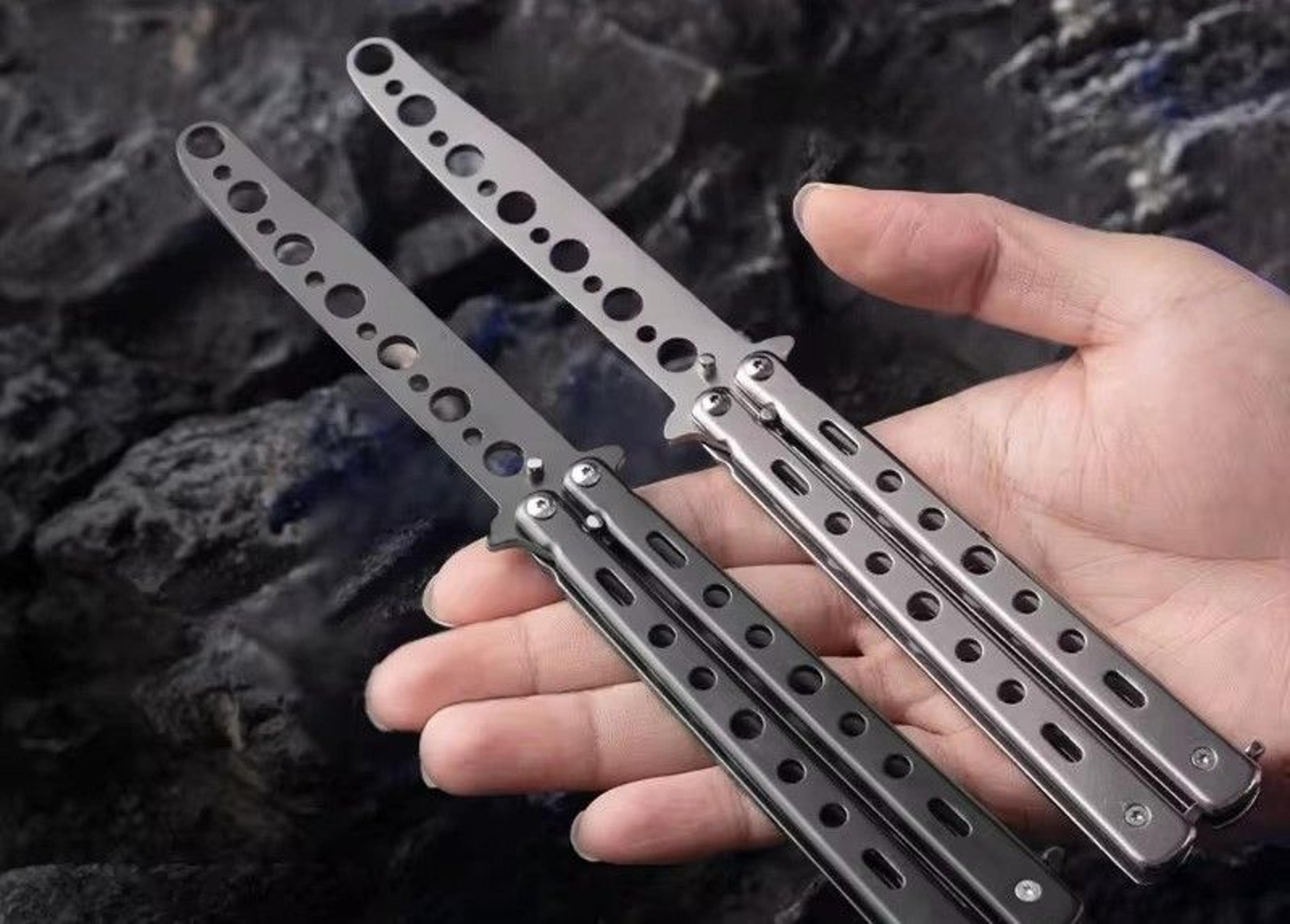 butterfly trainer practice knife folding metal balisong for safe flipping skills training