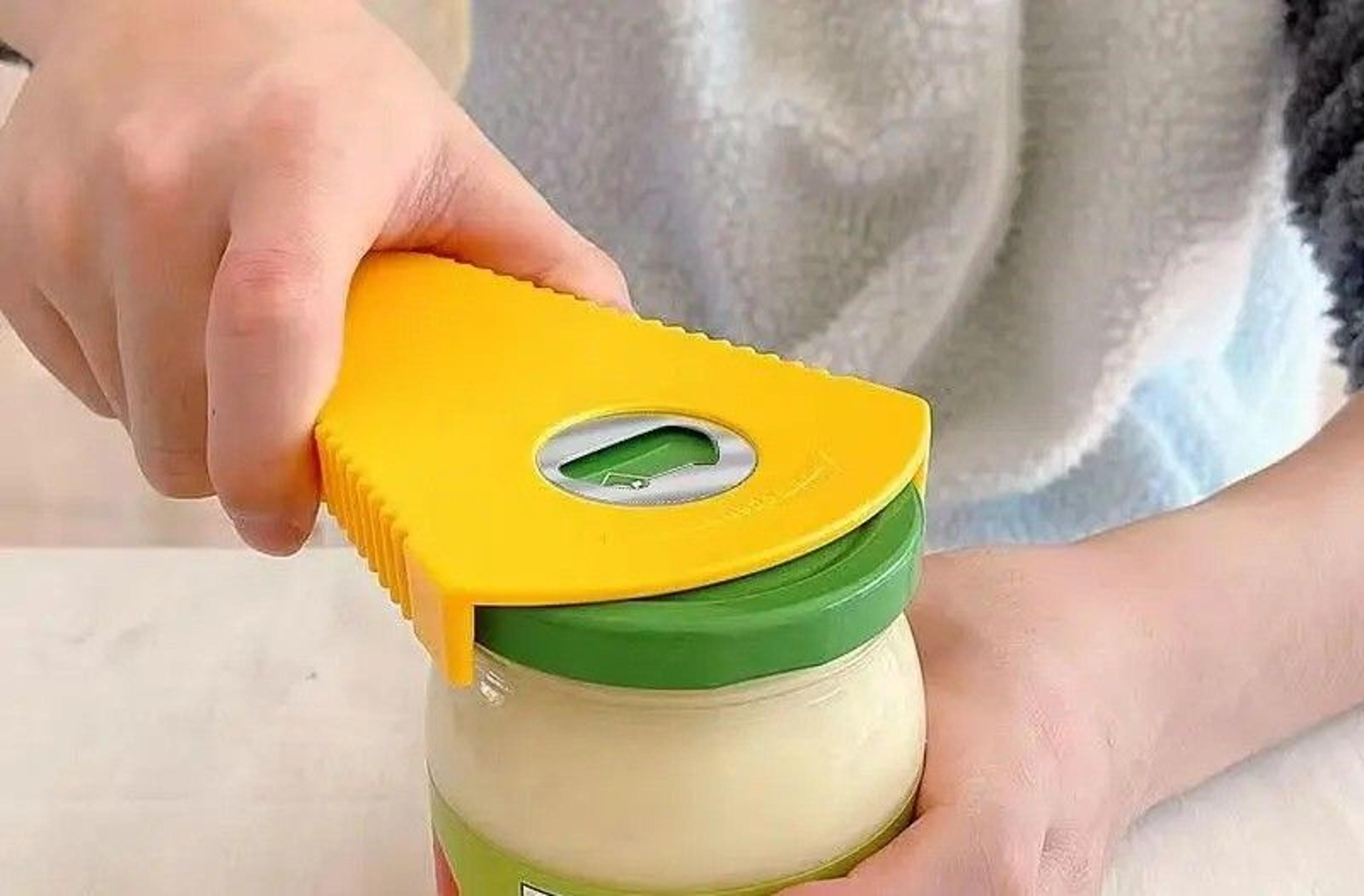 easy grip jar opener and bottle opener for stubborn lids and caps