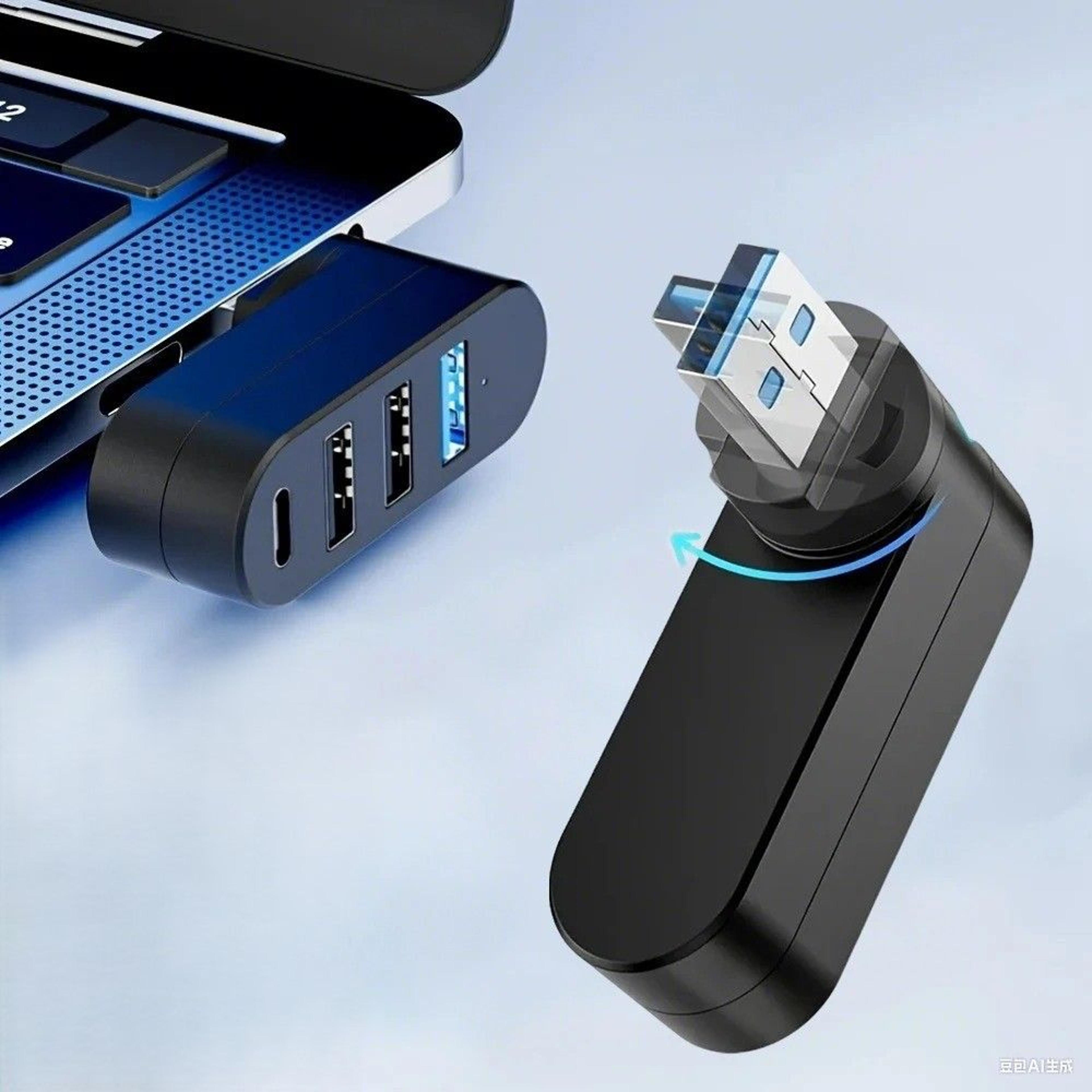 flexrotate usb hub with type c port & adjustable connector