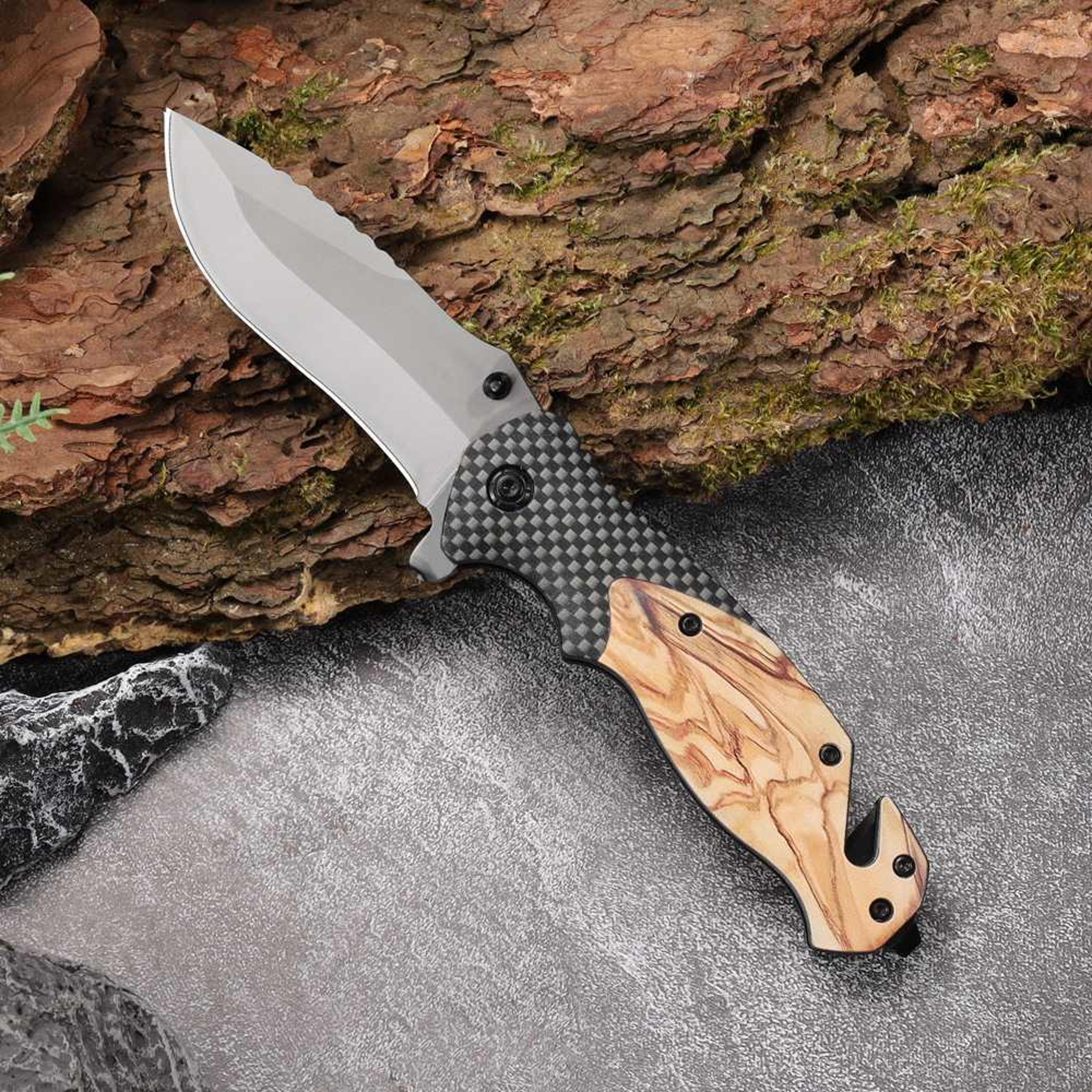 folding pocket knife stainless steel camping & everyday utility cutter