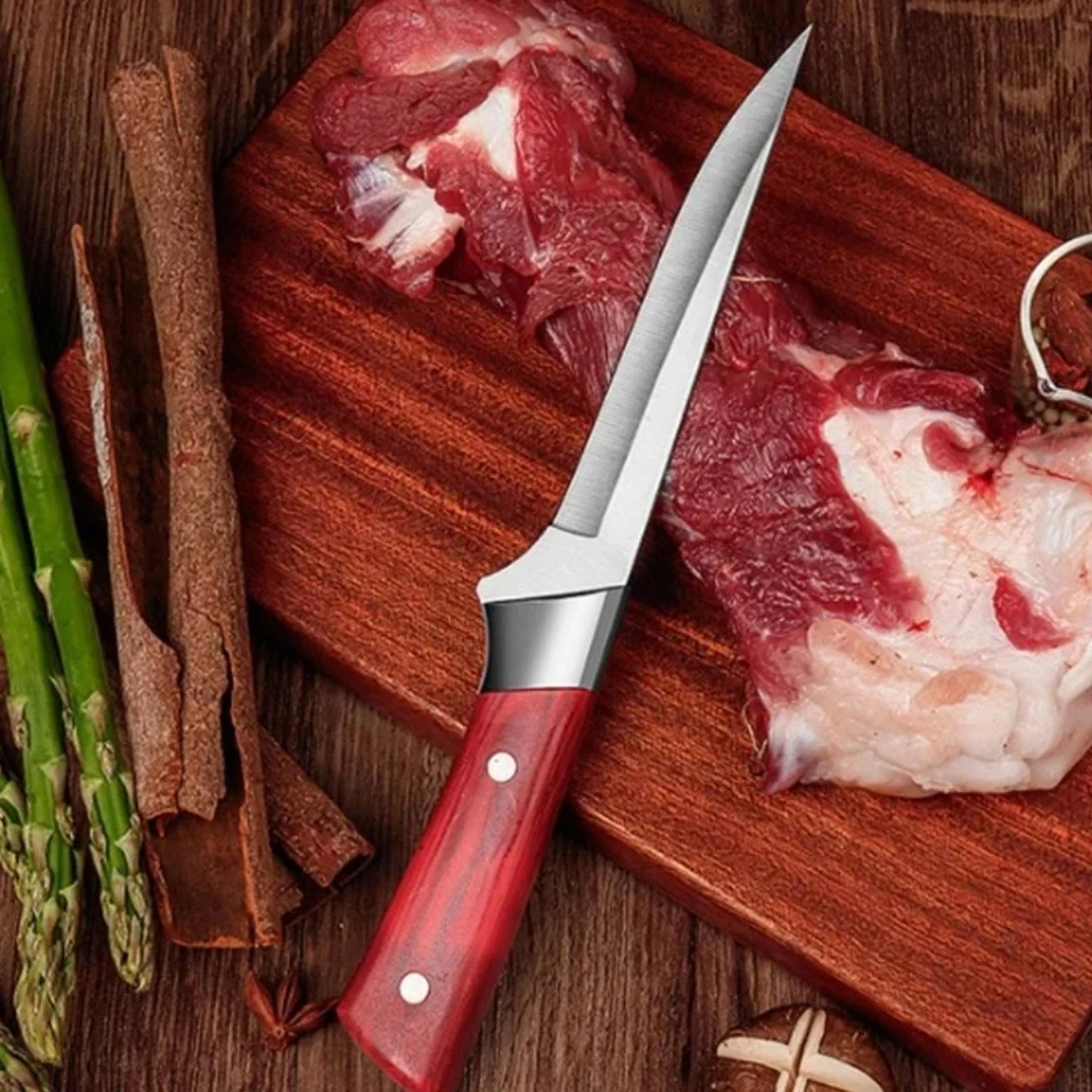 premium stainless steel kitchen boning & paring knife with protective cover multi use meat & fruit cutter