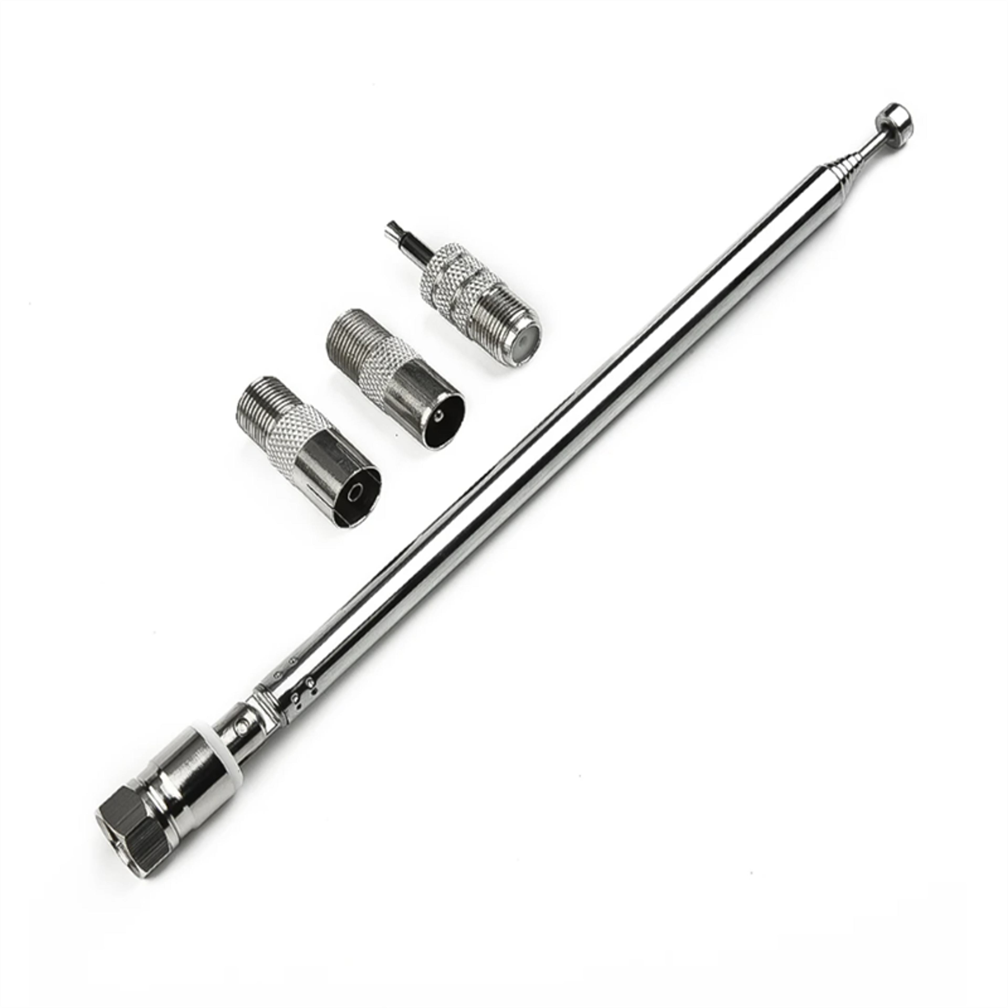 universal telescopic fm radio antenna with f male connector for dab receivers & mini hifi systems