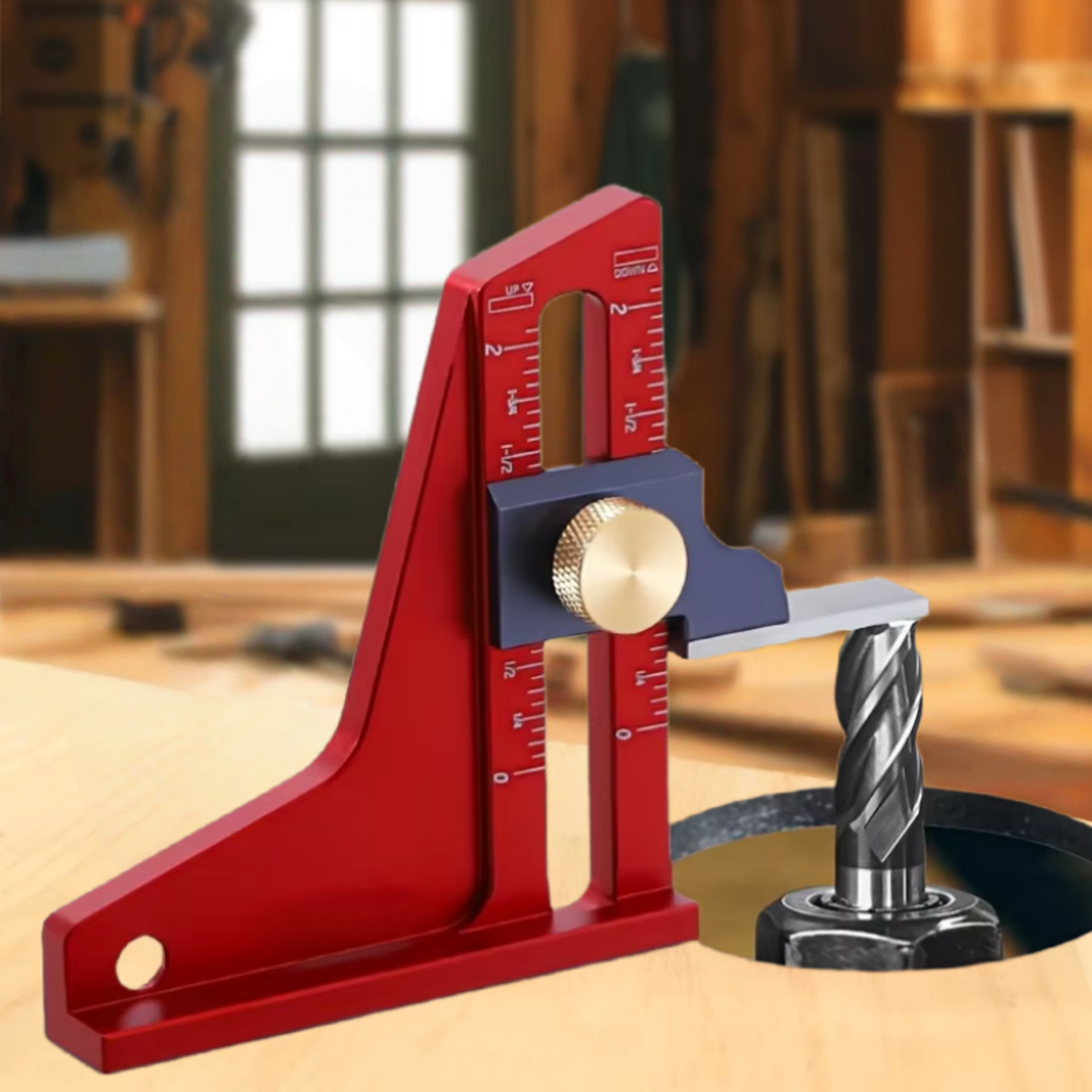 precision woodworking height gauge & depth measuring tool for table saw and router setup