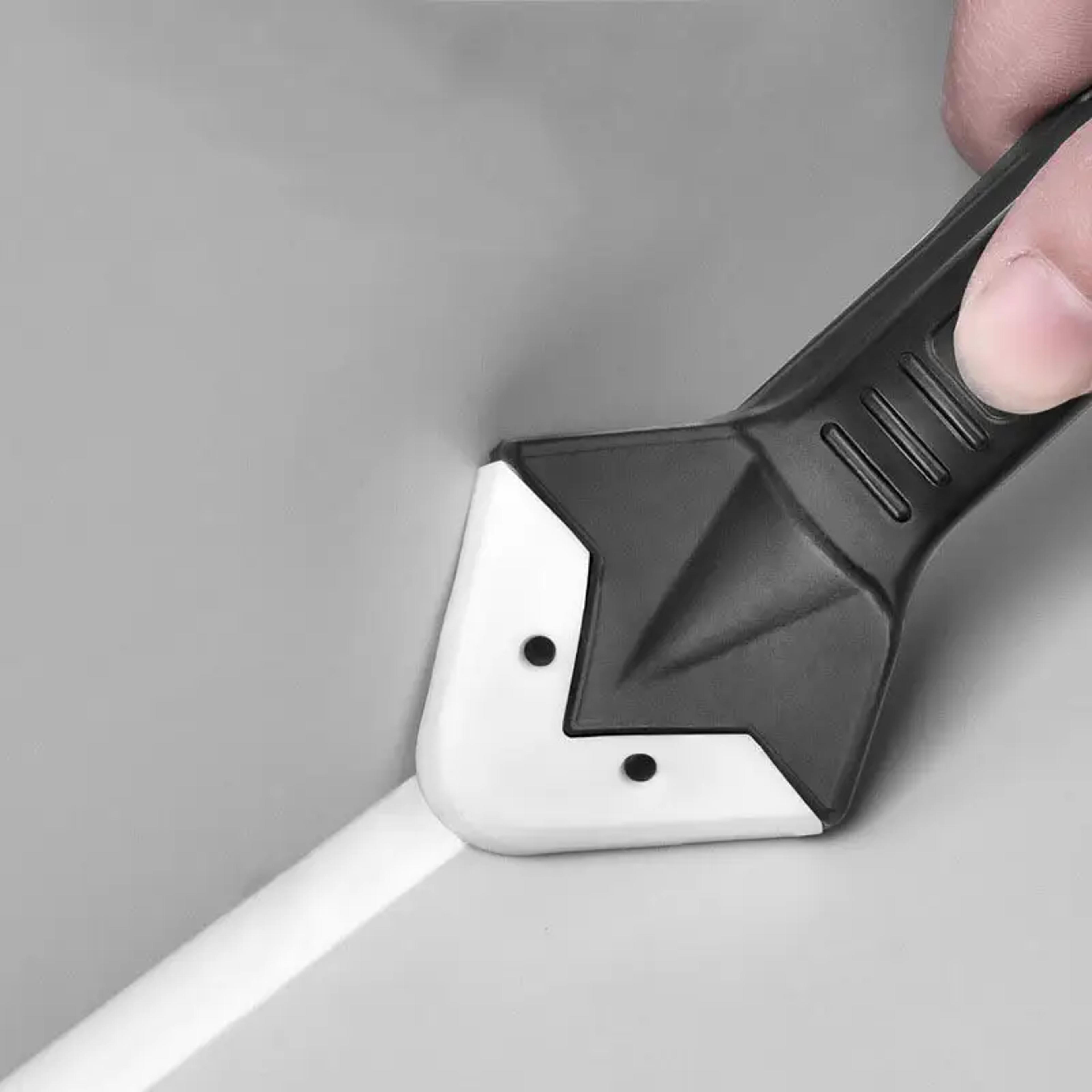 silicone caulking tool kit with stainless steel scraper & sealant finishing heads