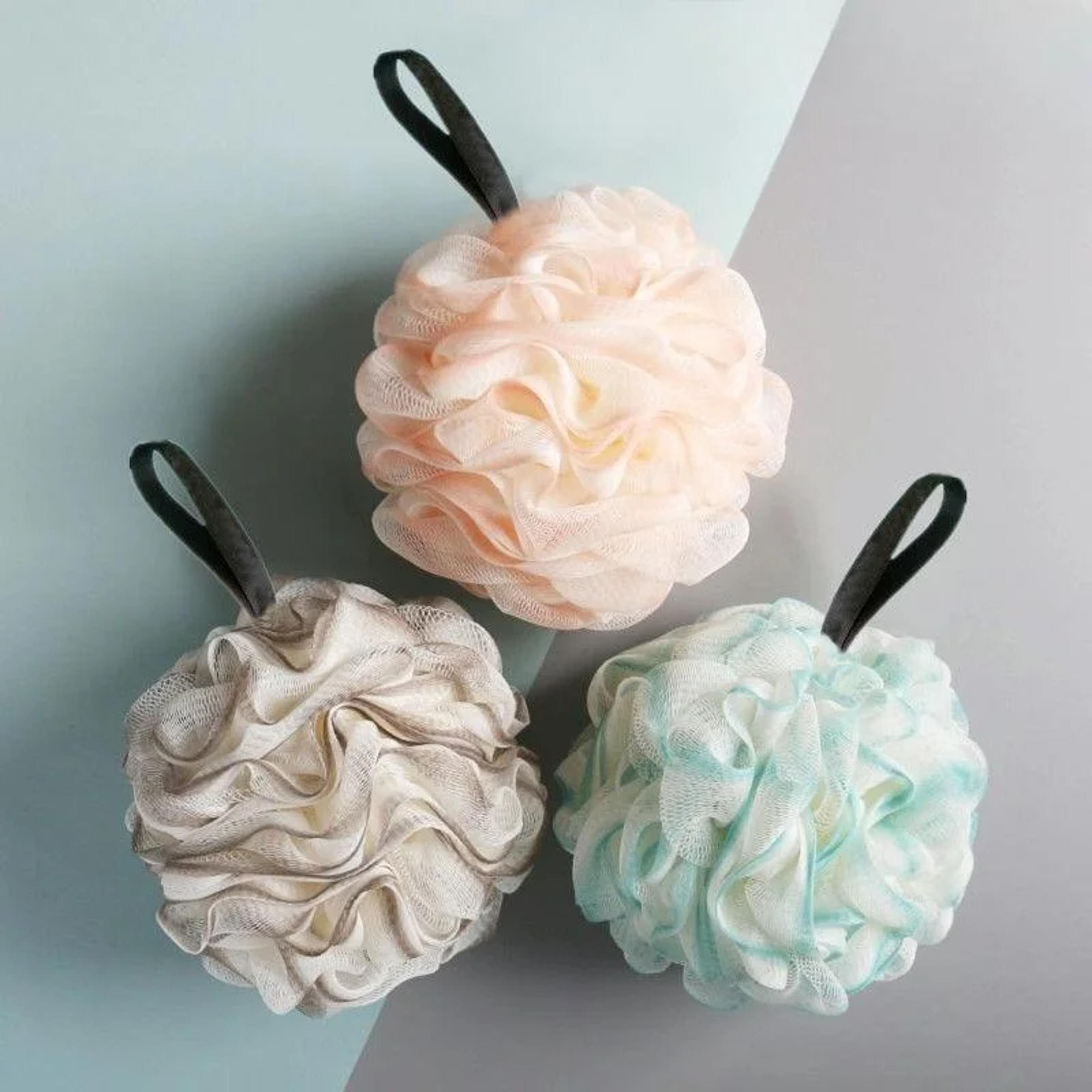soft & fluffy large bath sponge mesh shower pouf rich bubble body wash scrubber