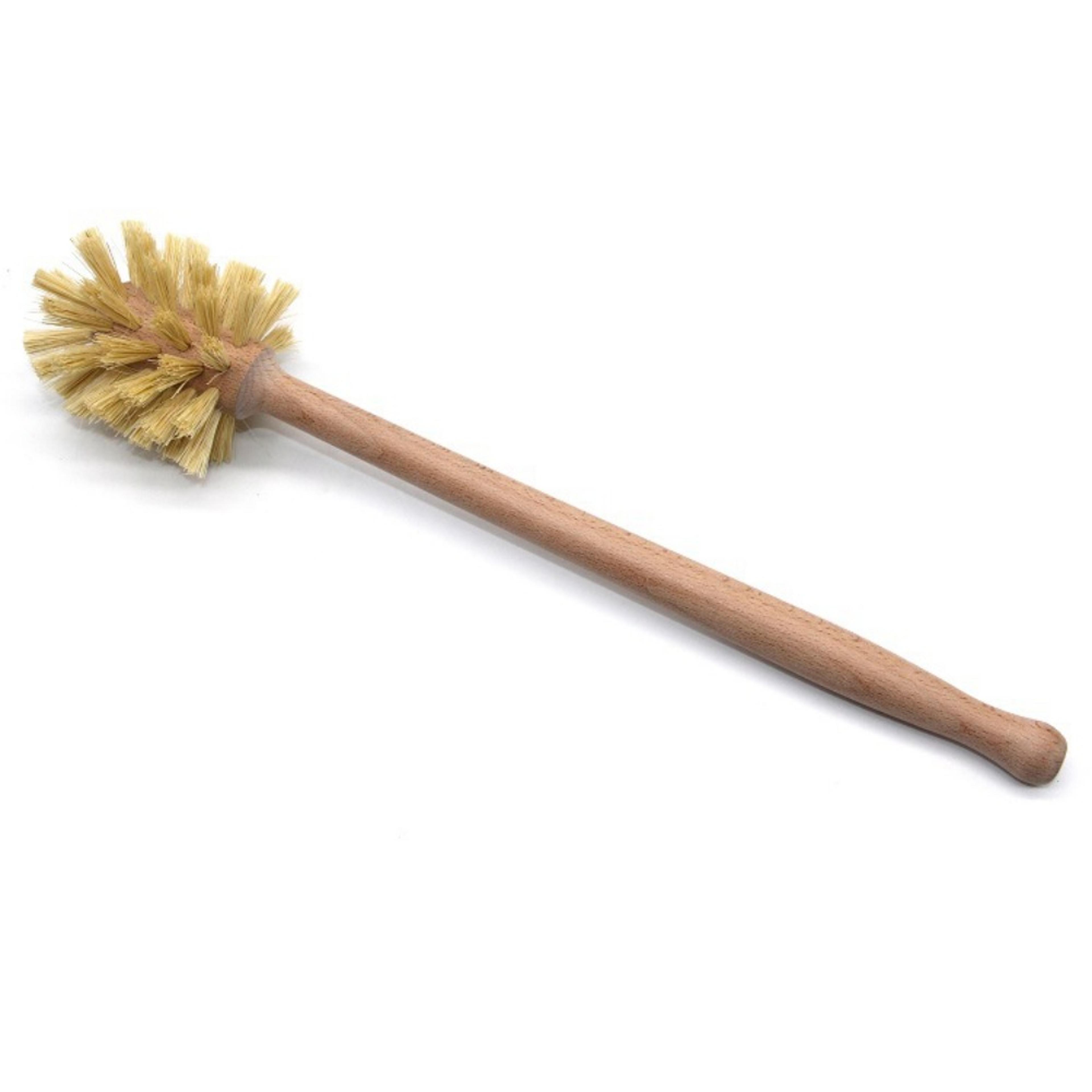 natural long handle wooden bottle & toilet brush beech wood with sisal fiber