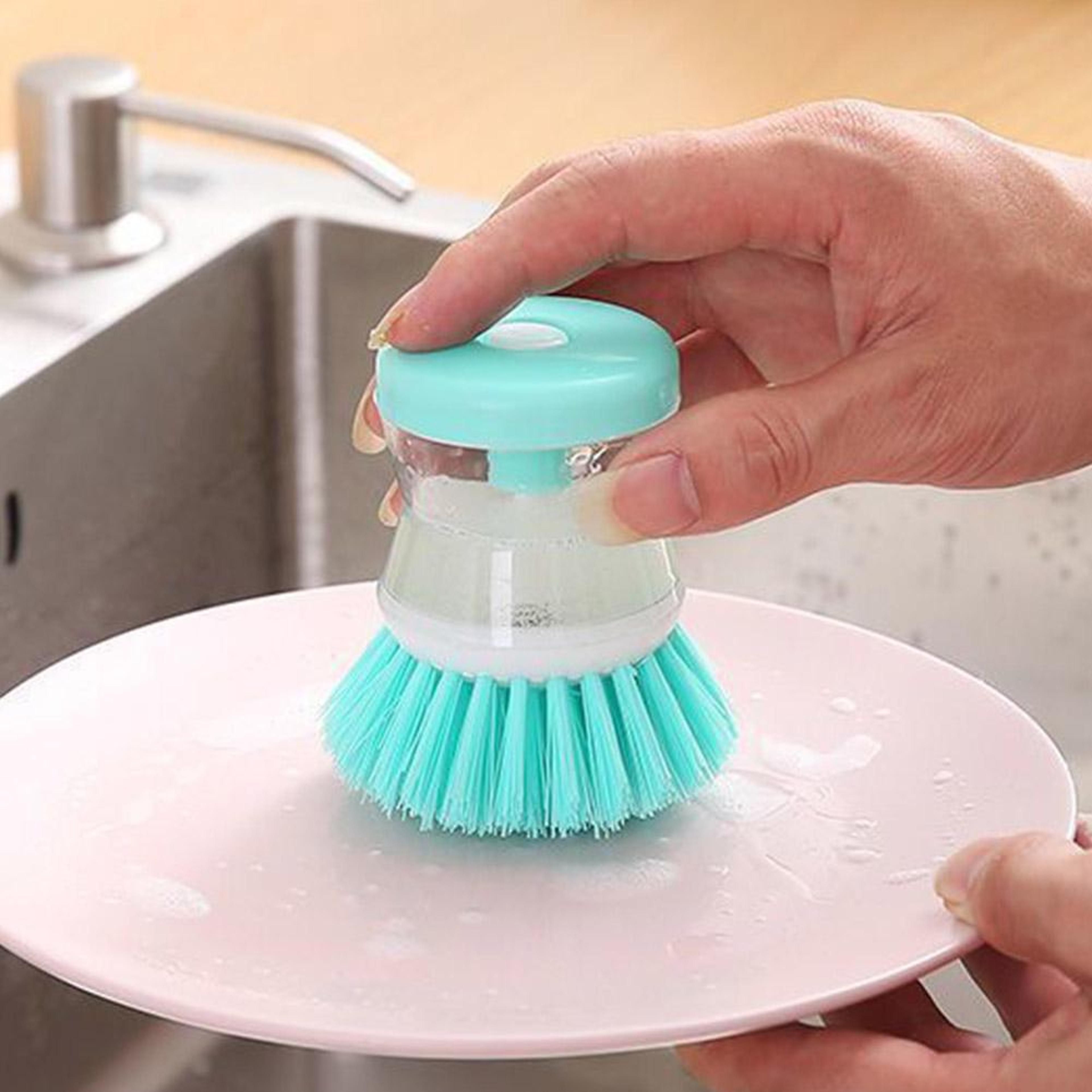 soap dispensing dish brush for pots, pans & everyday kitchen cleaning