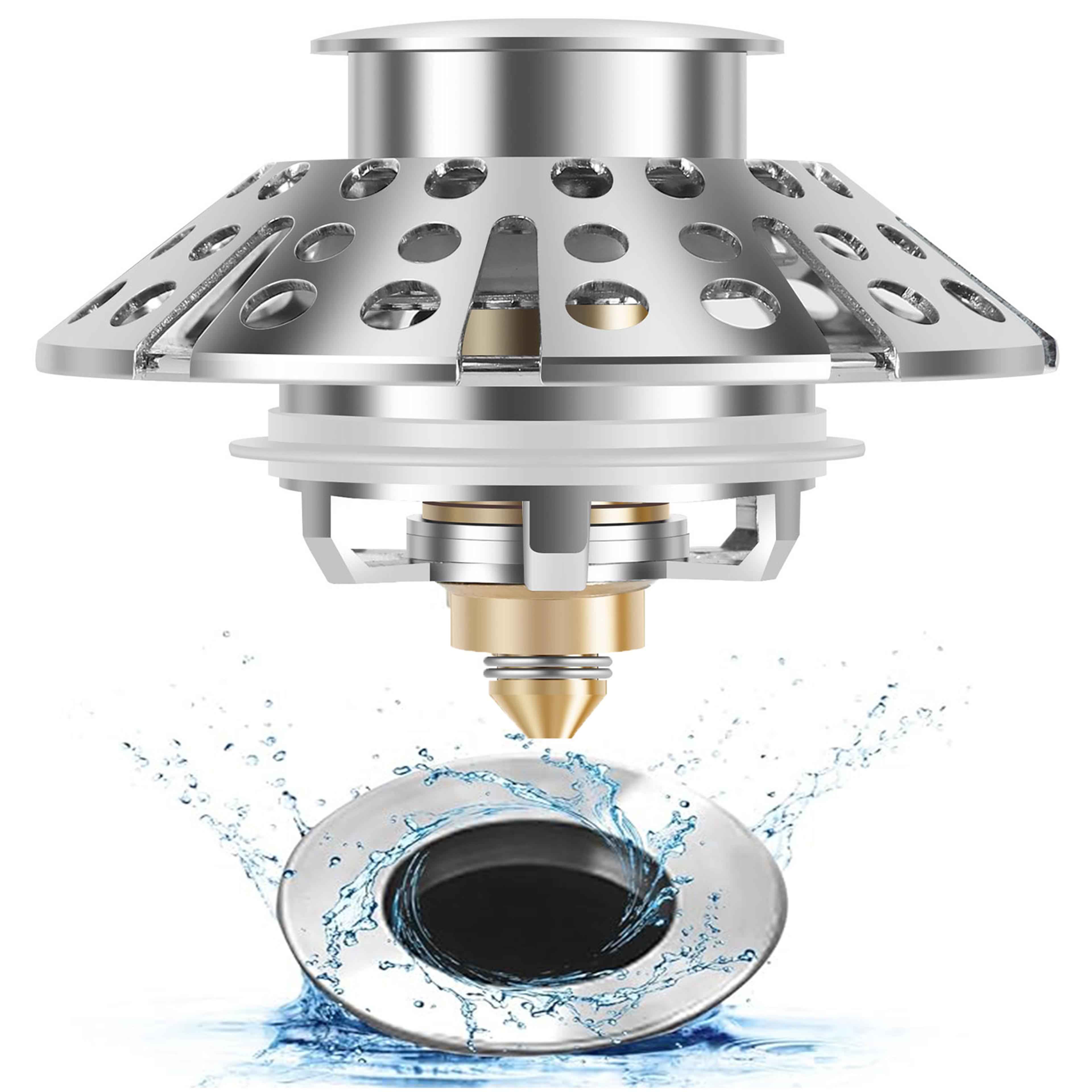 sink drain stopper with pop up strainer and leak-proof basket