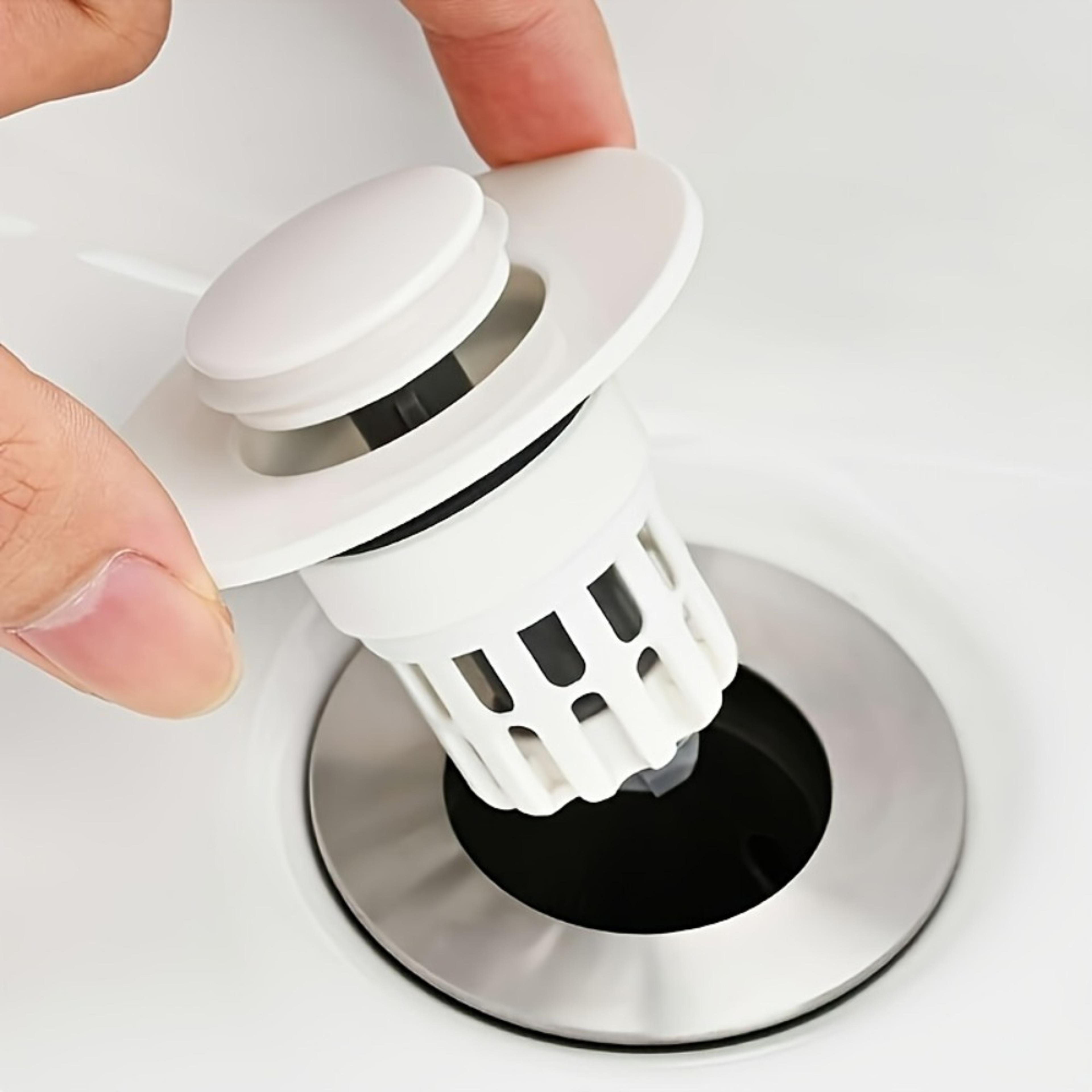 bathroom sink plug with anti-clog drain filter & quick seal stopper