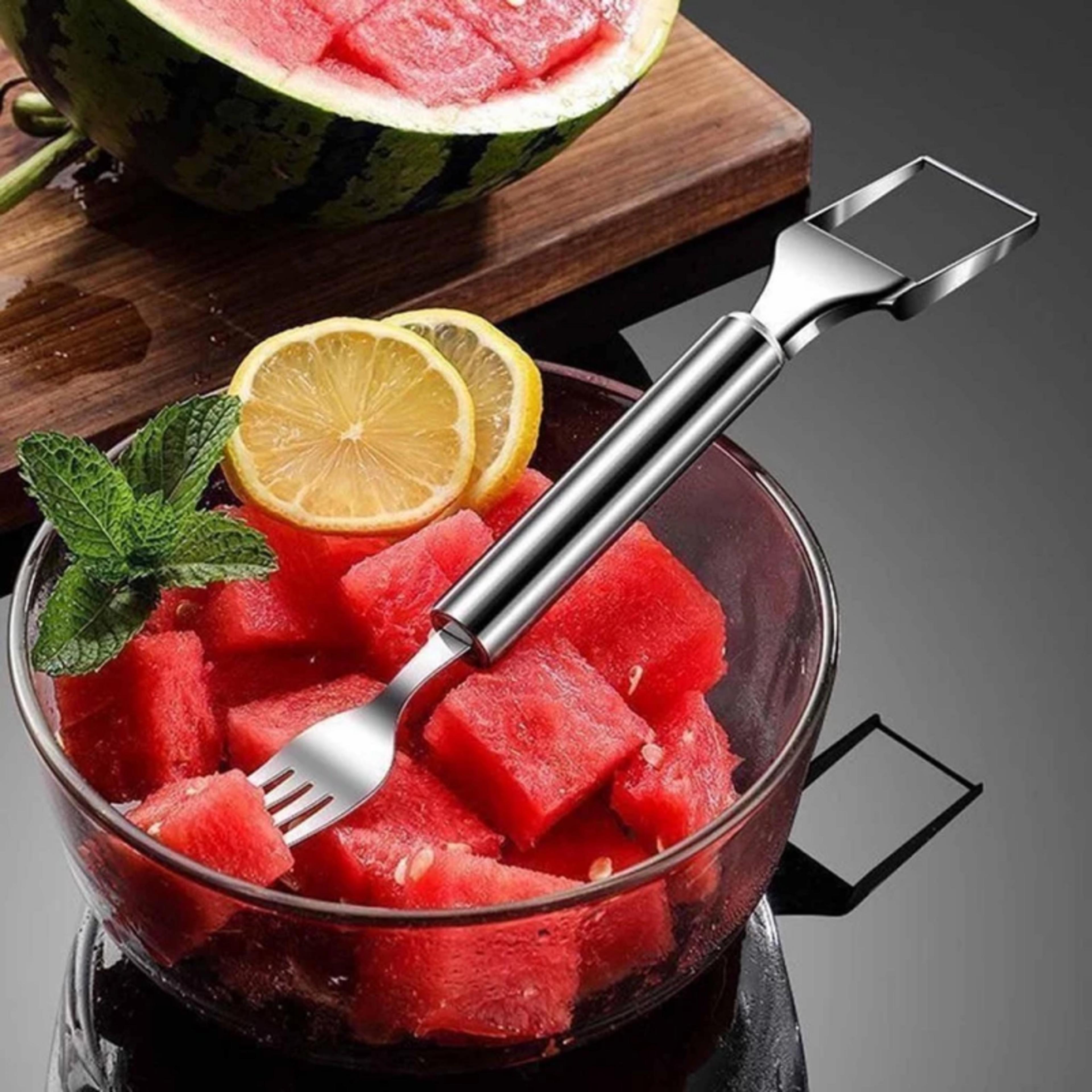 watermelon slice & serve stainless steel cutter fork