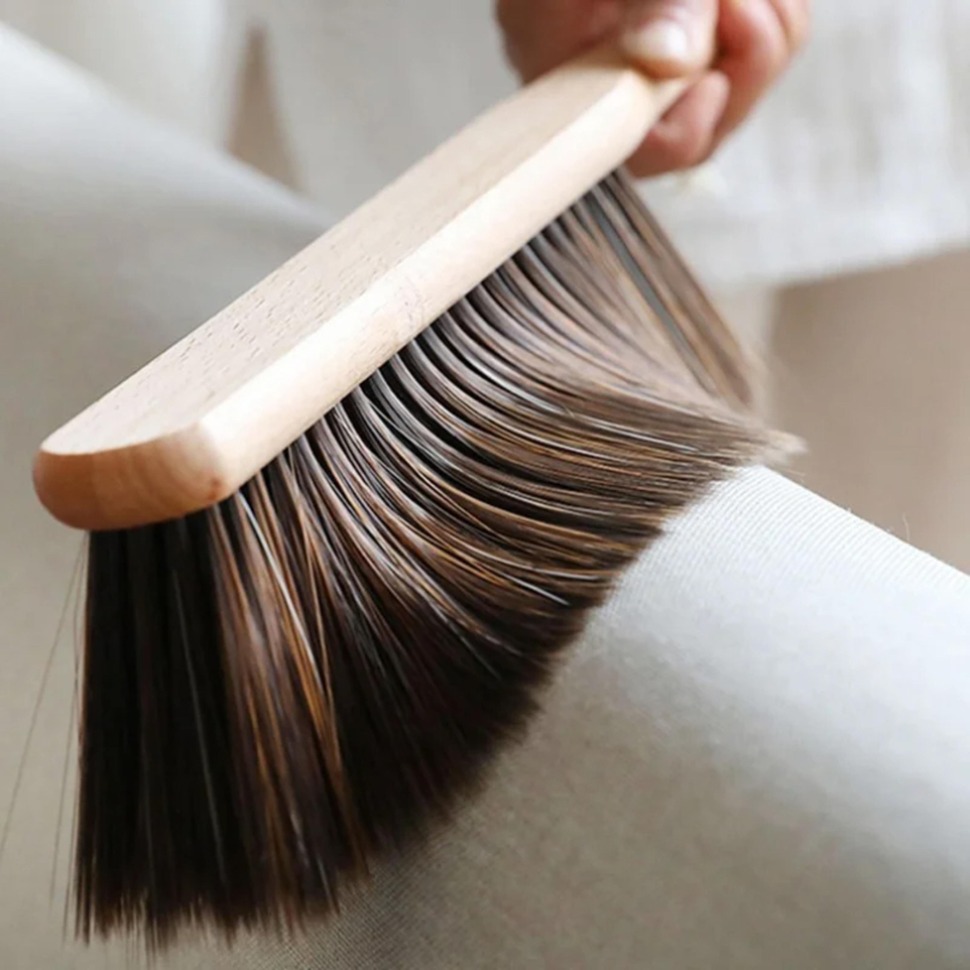 coffee grinder brush with natural wood bristles for desktop & precision cleaning