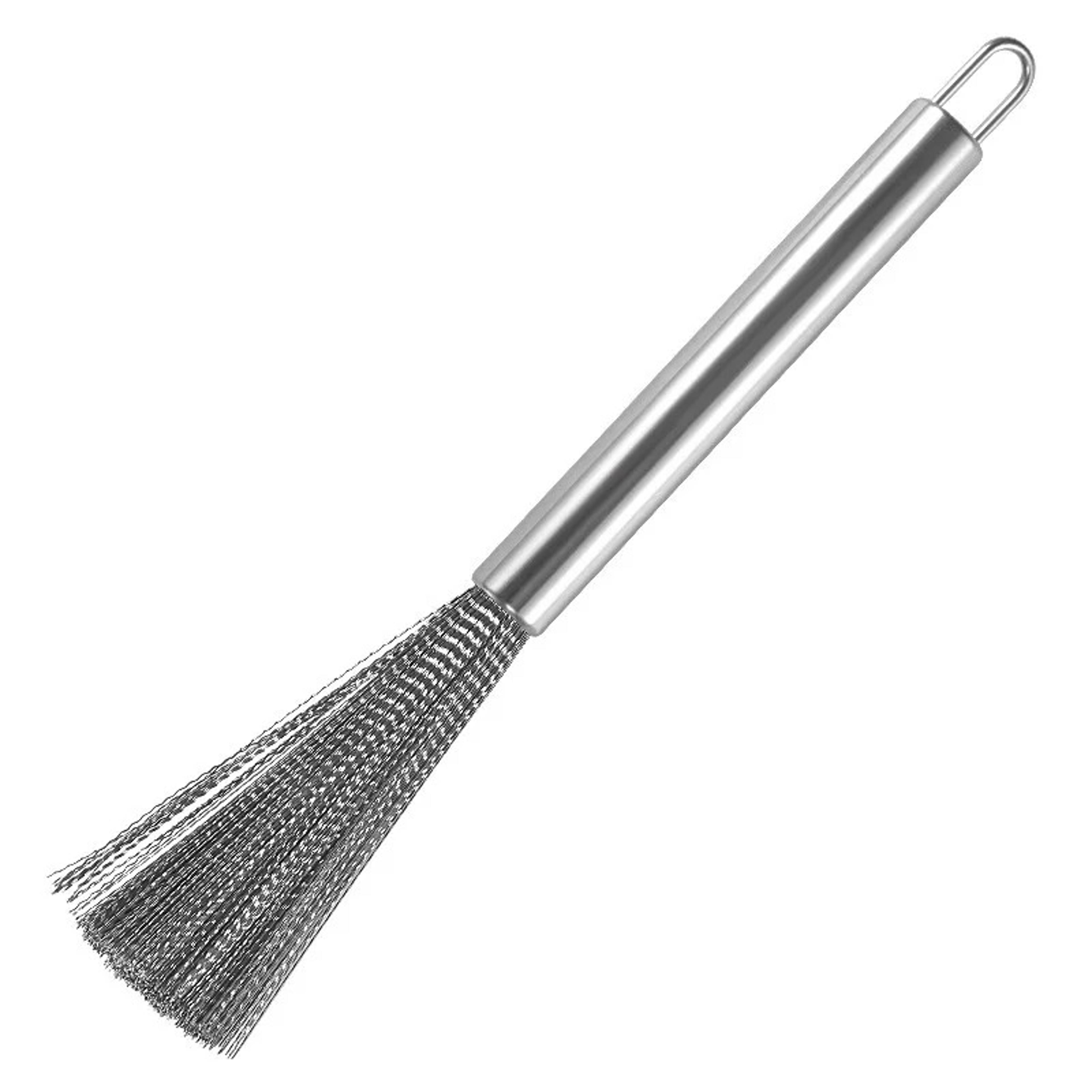 stainless steel pot brush long handle scrubber for pans, sinks & tough kitchen cleaning