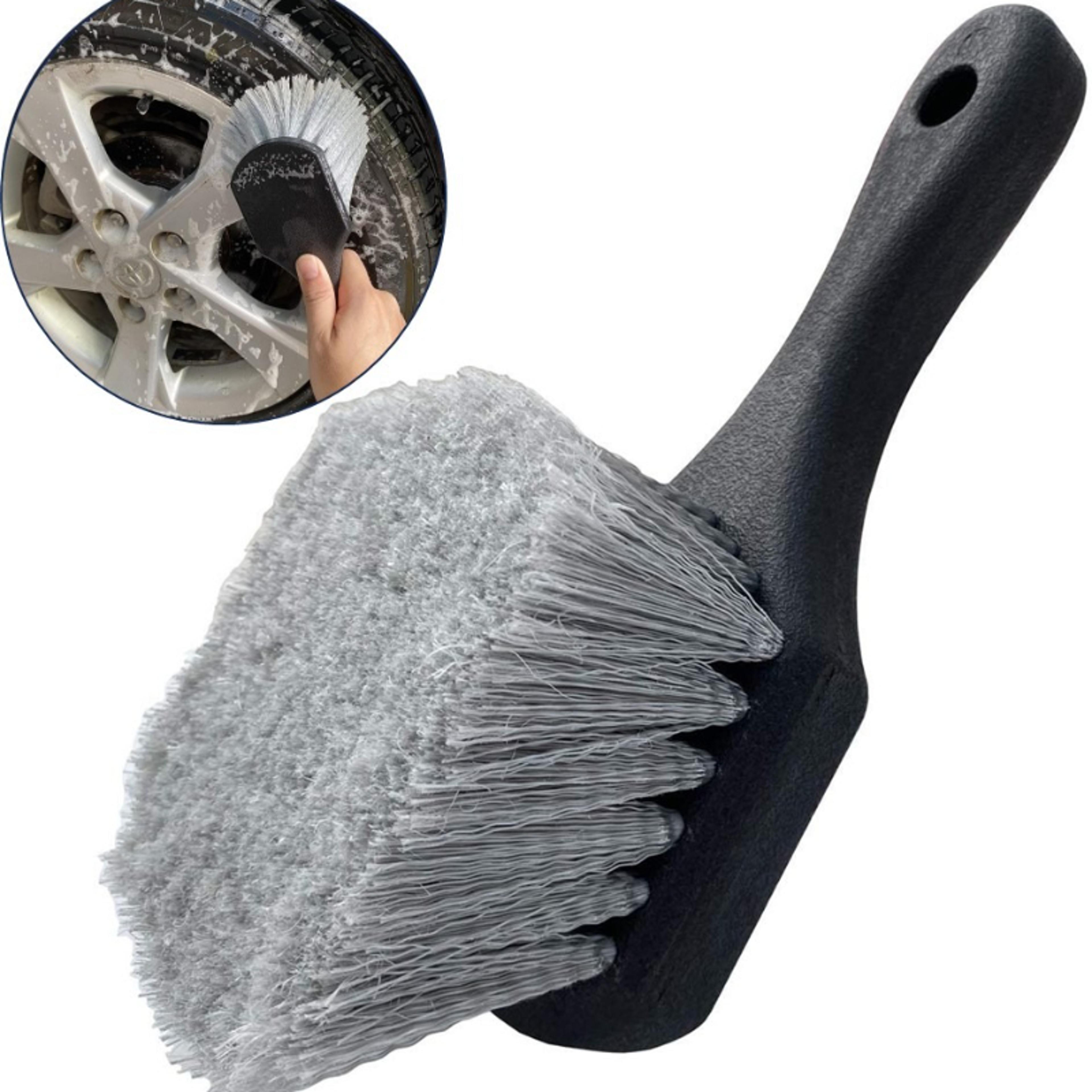 precision wheel & tire cleaning brush for car rim detailing