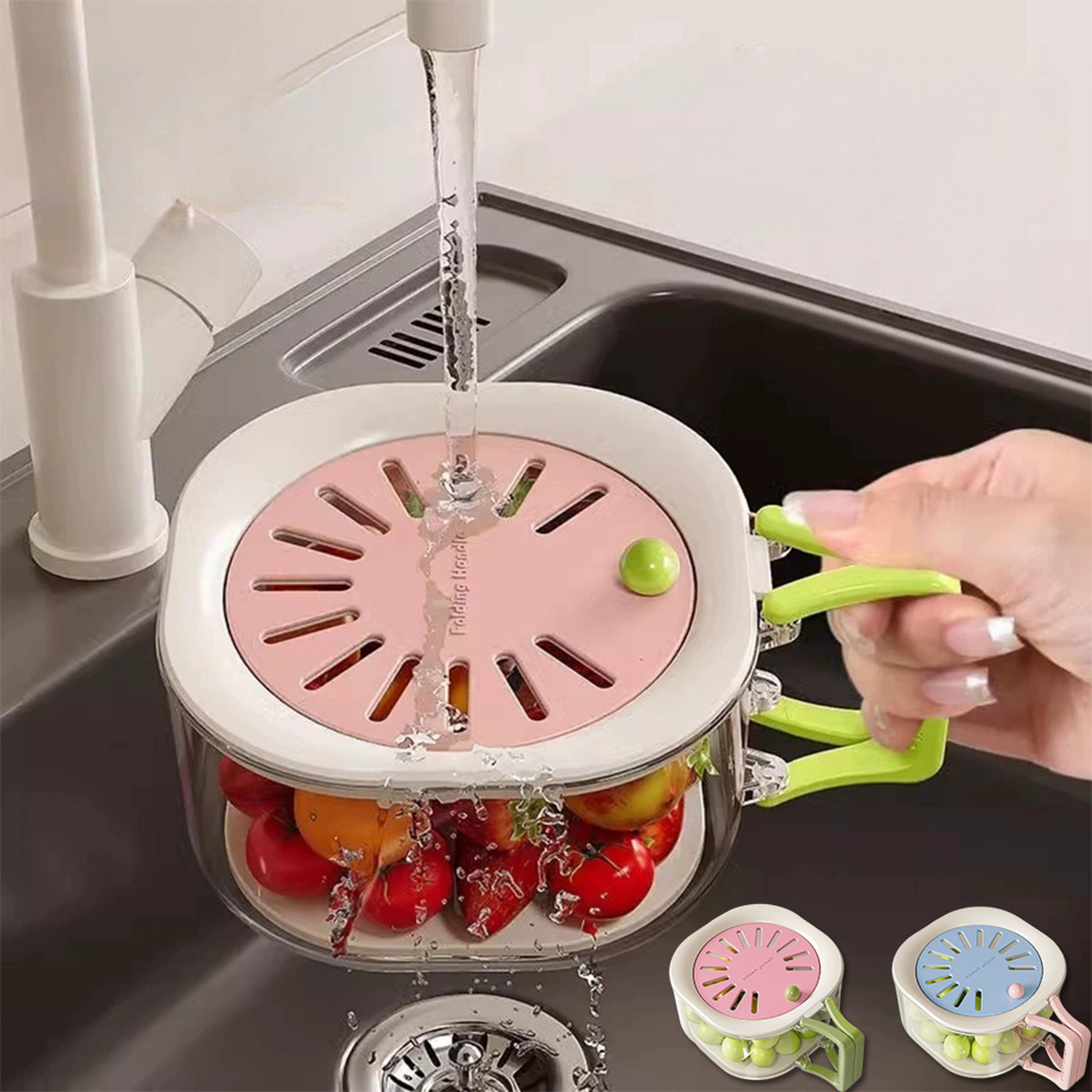 kitchen colander & fruit washing bowl with lid
