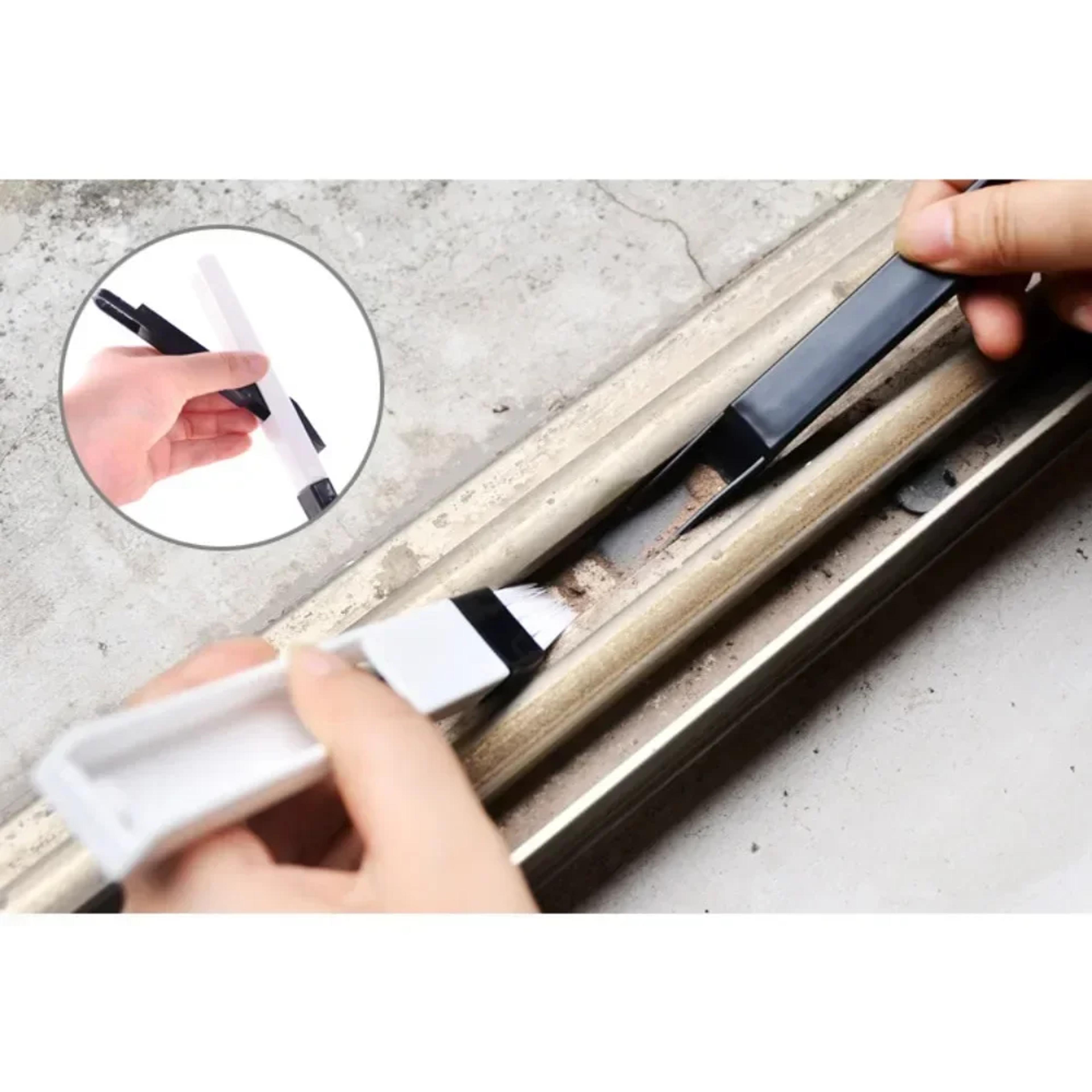 dust free detail cleaning brush set for window tracks, keyboard gaps & tight crevices