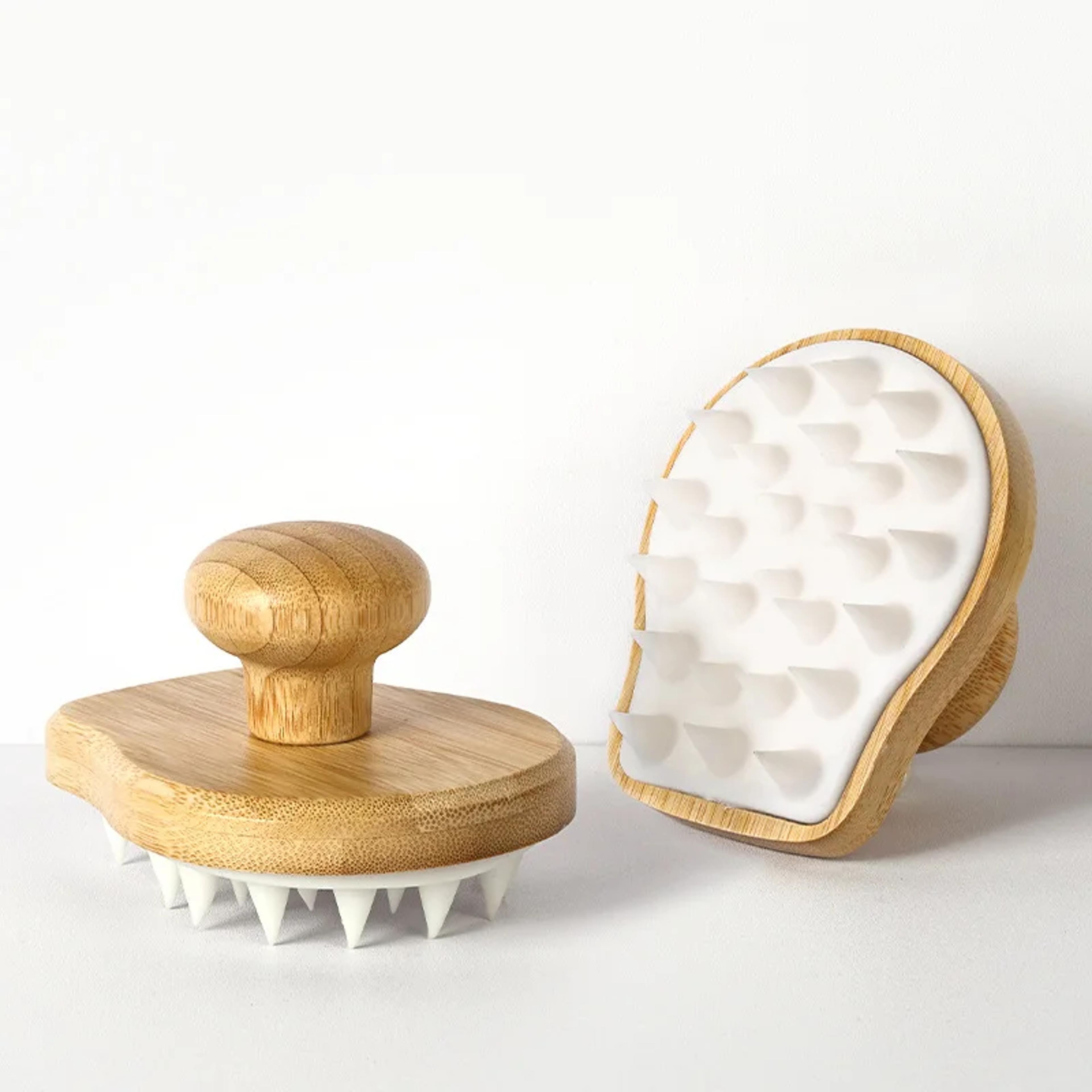 bamboo scalp massage shampoo brush for deep cleansing & hair care