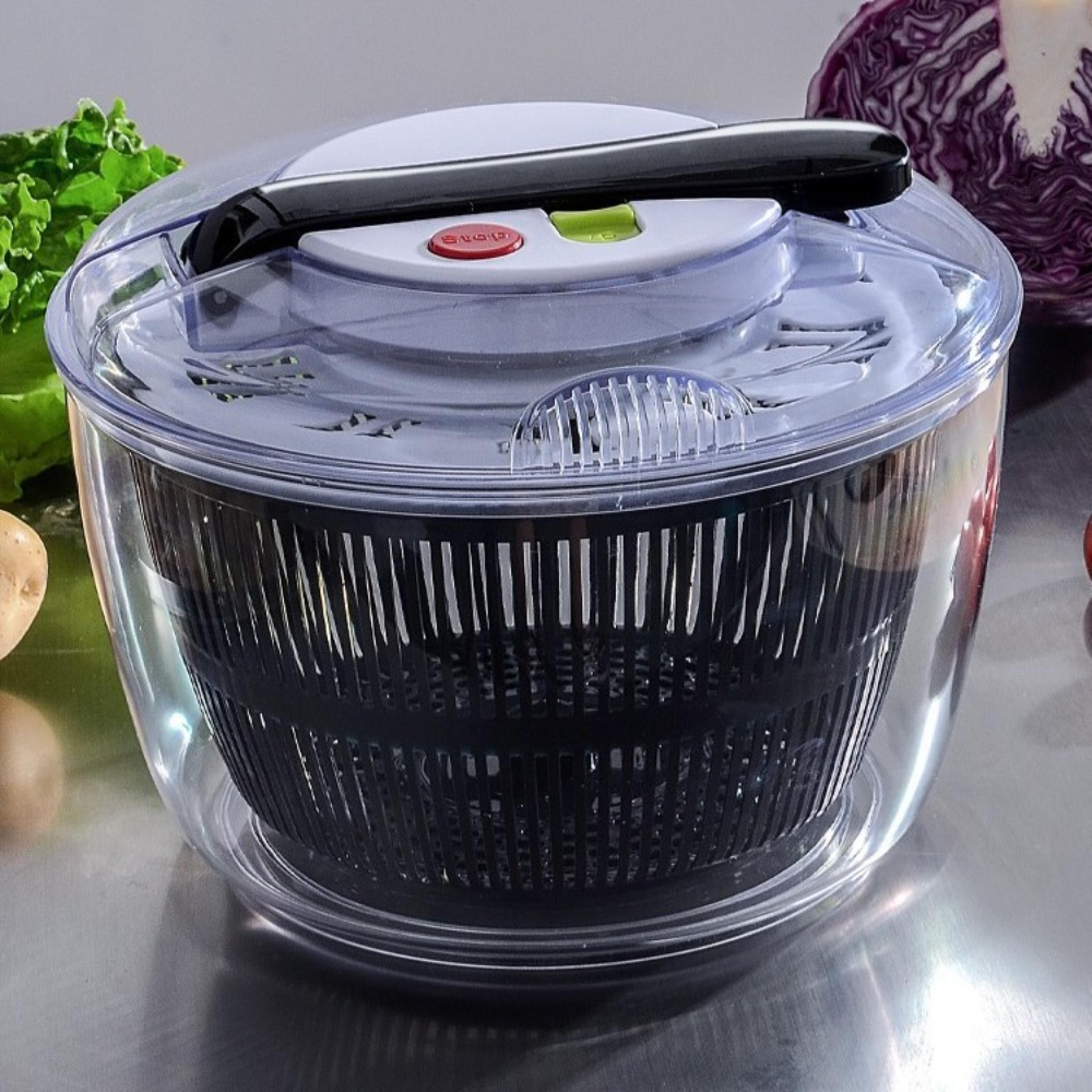 press type salad spinner large capacity vegetable washer and lettuce dehydrator