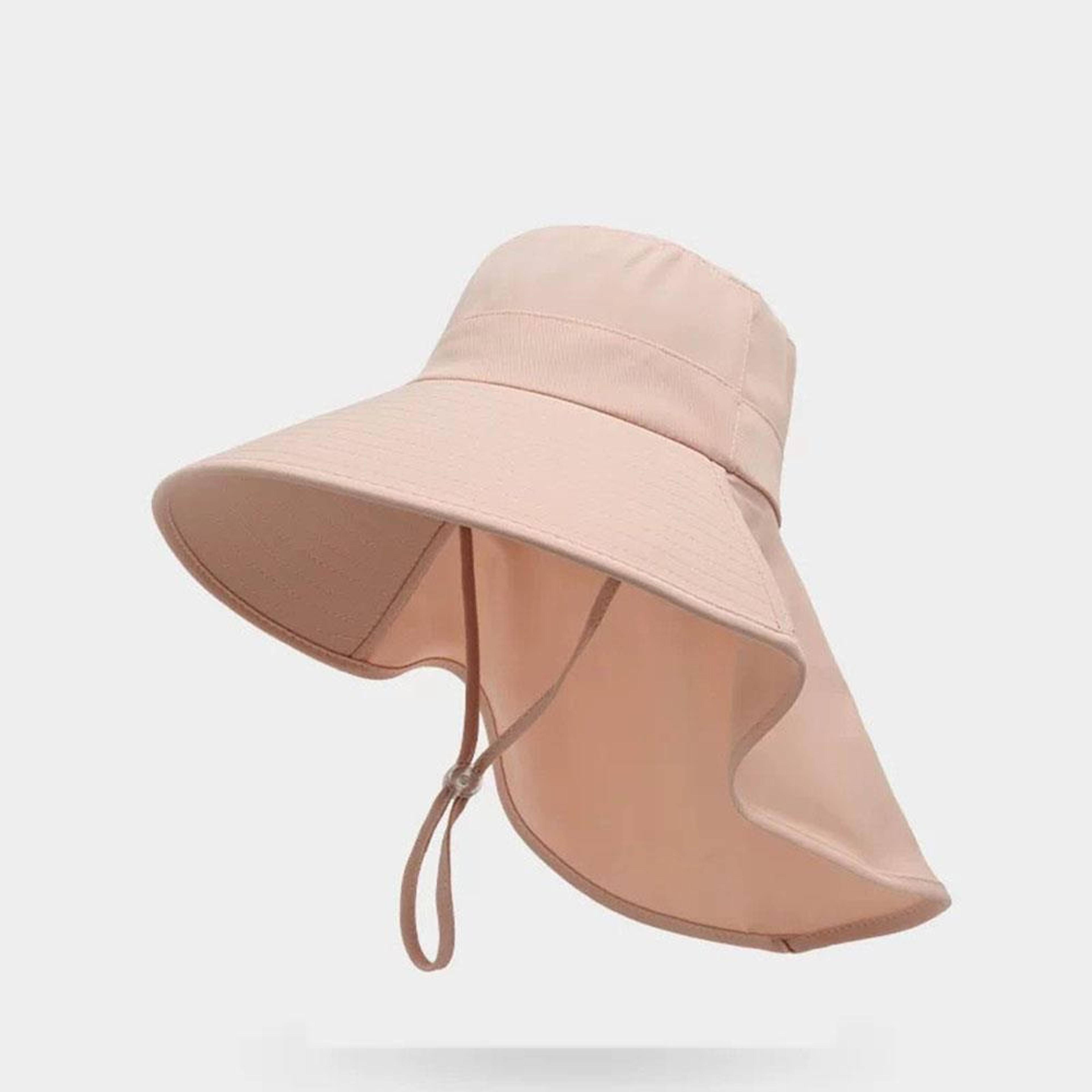 women's ponytail uv sun hat with neck flap wide brim fisherman cap for outdoor travel and hiking