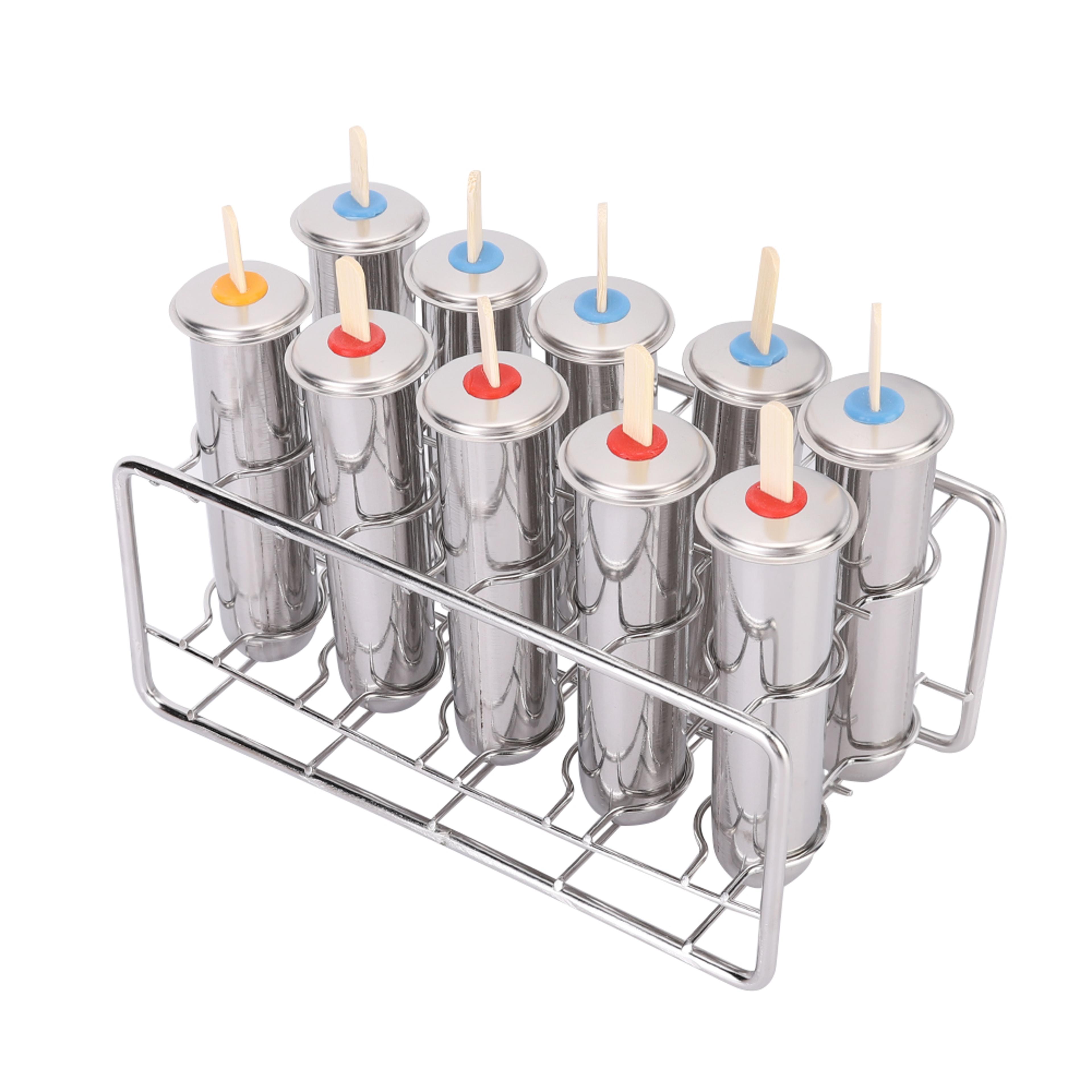 premium stainless steel popsicle mold set with rack – reusable ice pop & homemade ice cream maker