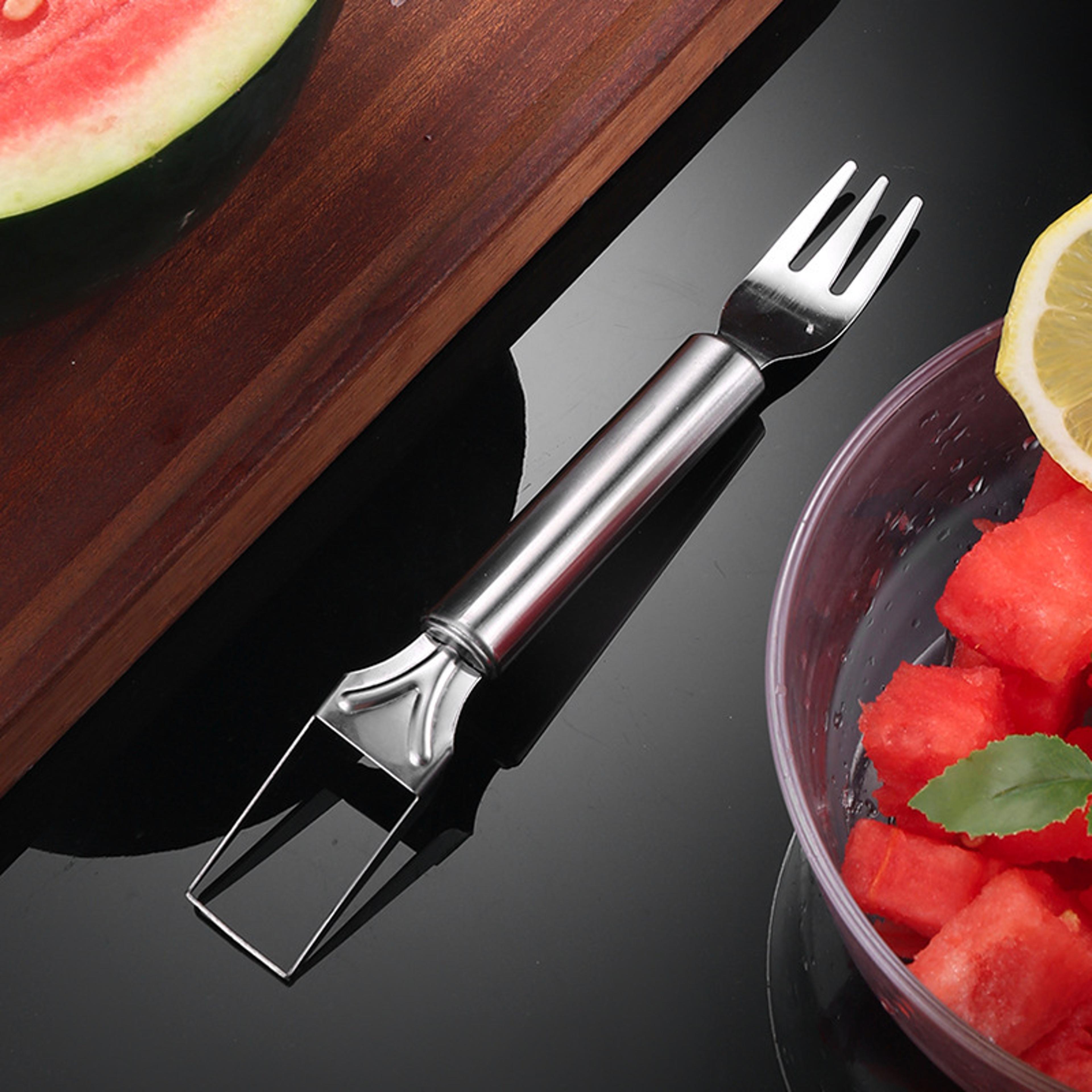 watermelon cube cutter pro stainless steel fruit slicer and fork