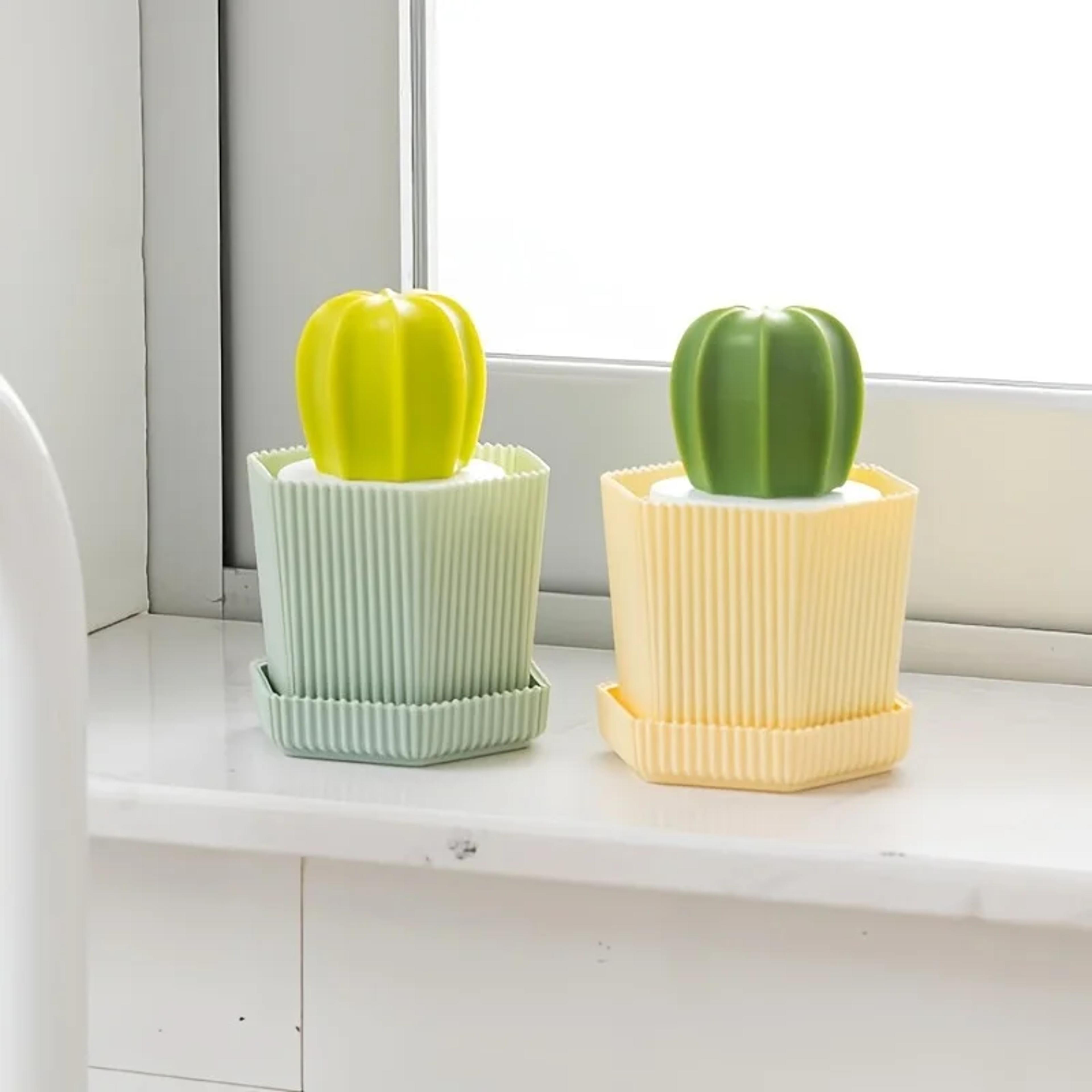 cactus nano dish washing brush & pot scrubber with ergonomic handle