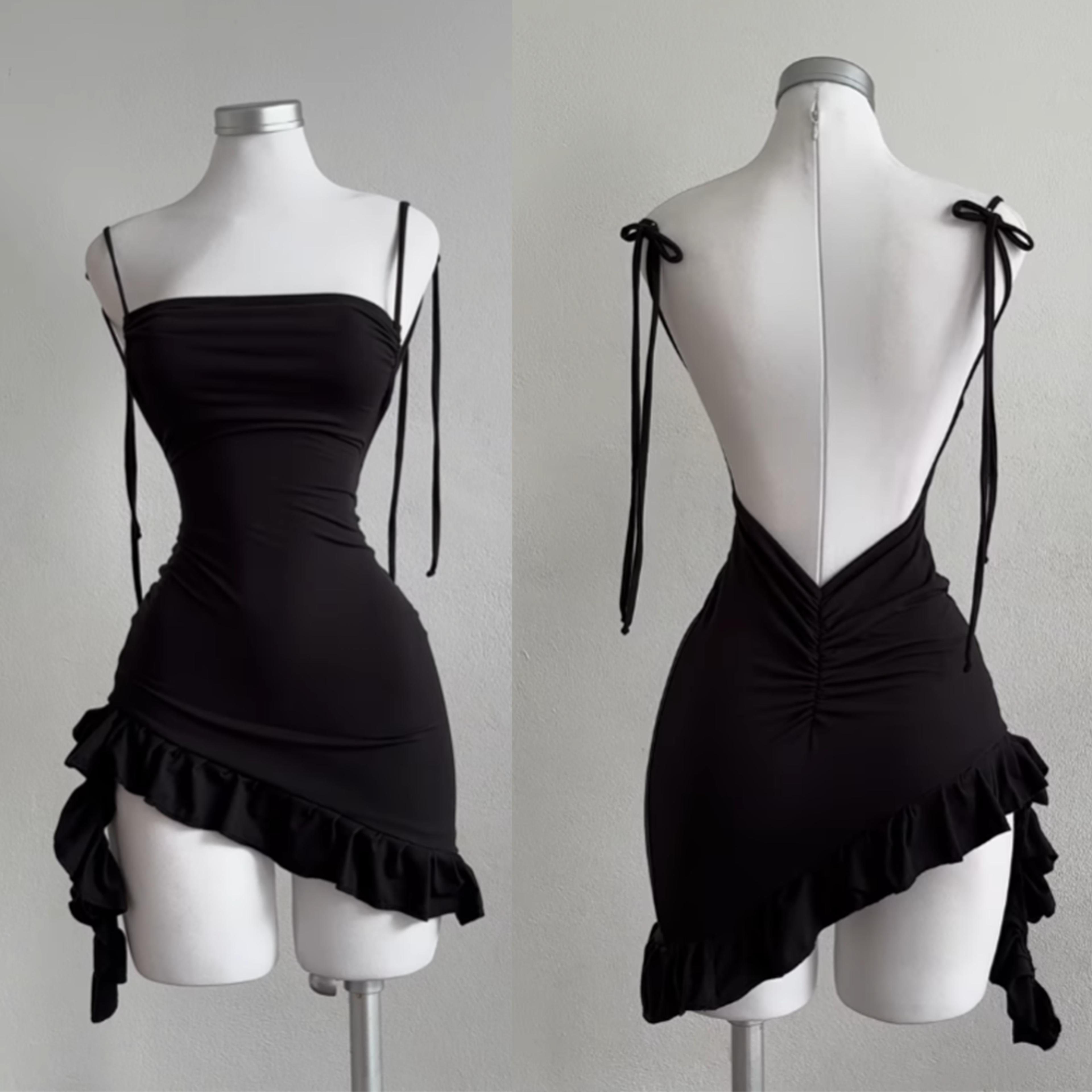 midnight lace up backless bodycon mini dress for women