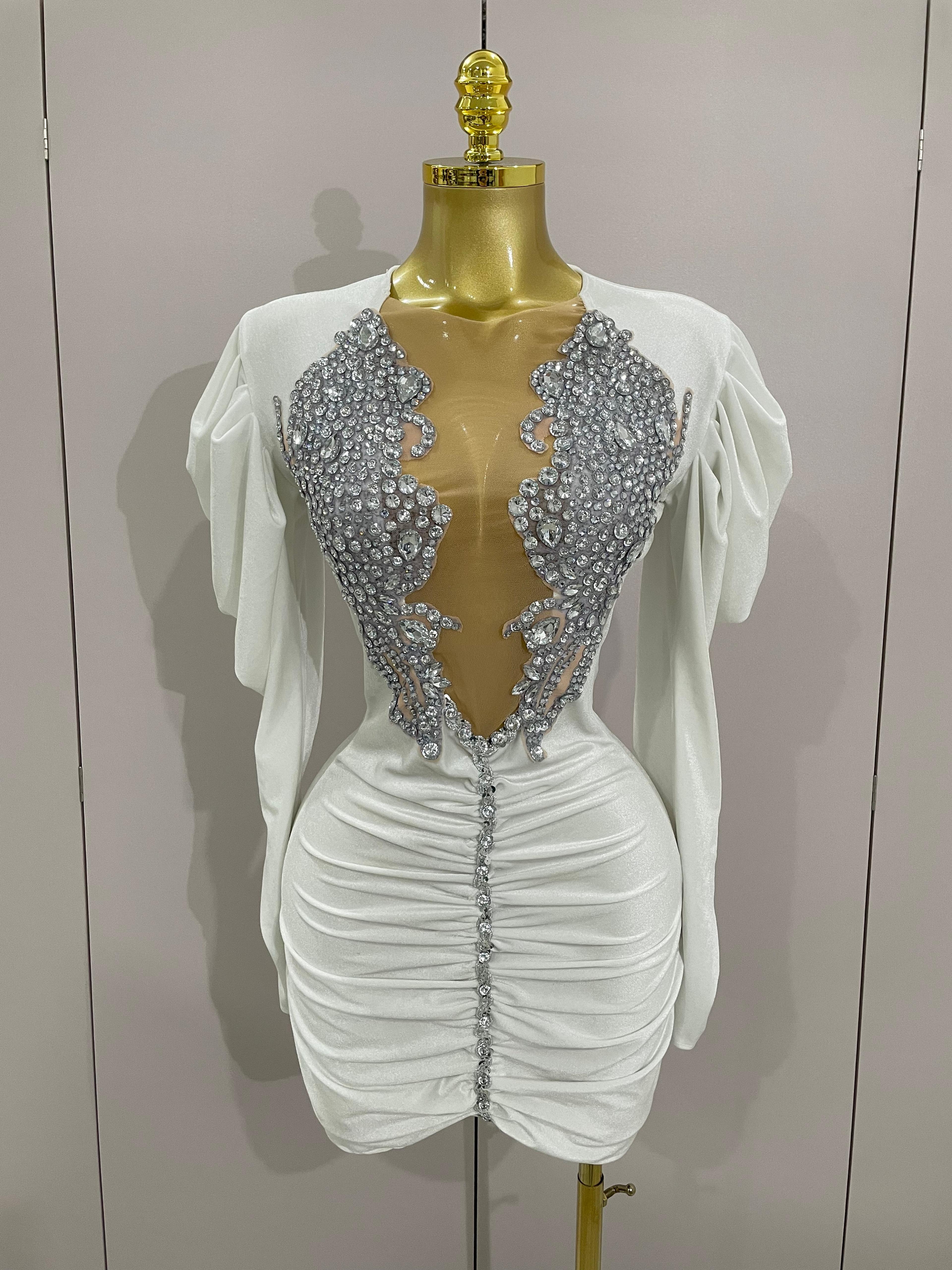 crystal glam velvet mesh mini party dress