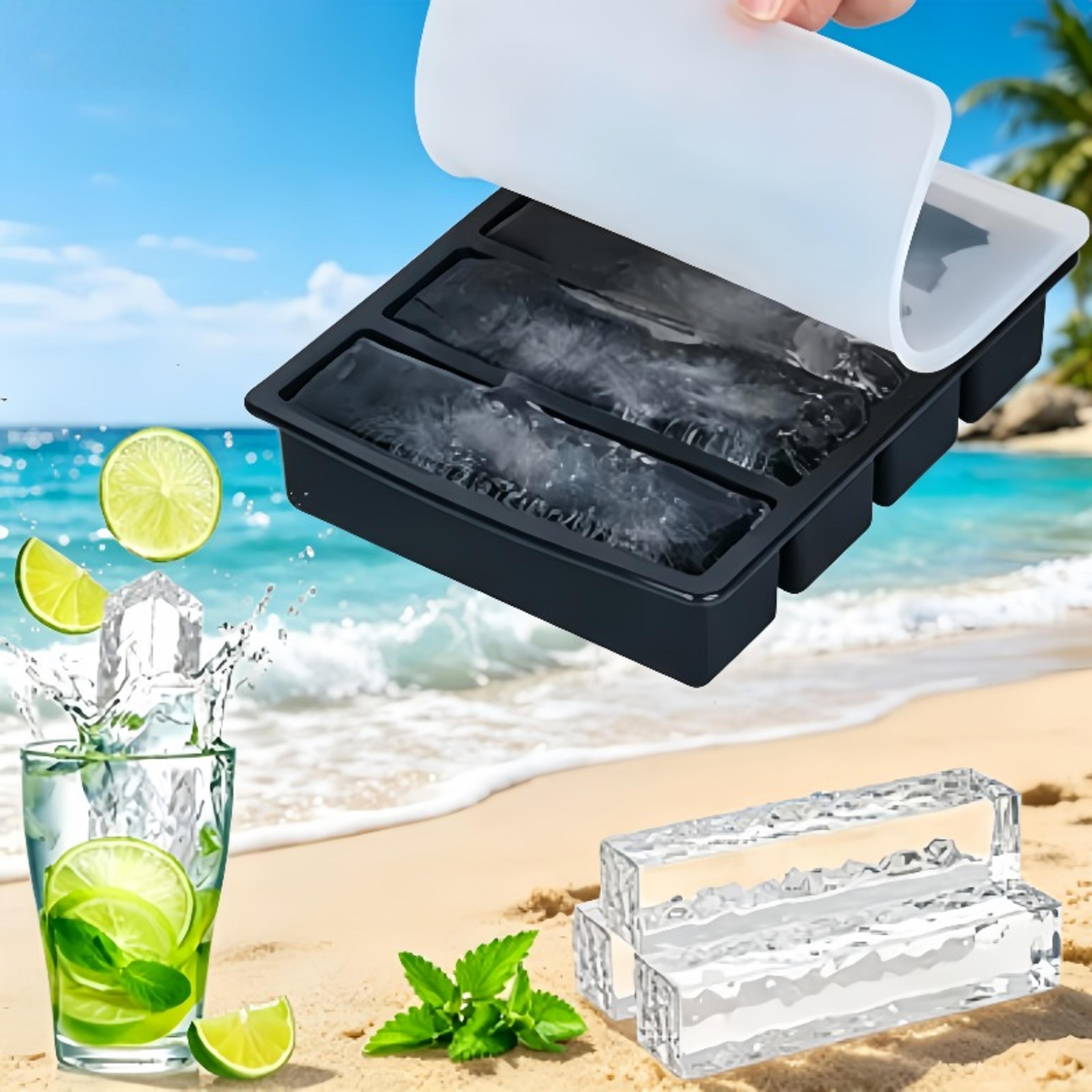 grid silicone ice cube tray with lid large square whiskey ice cube mold