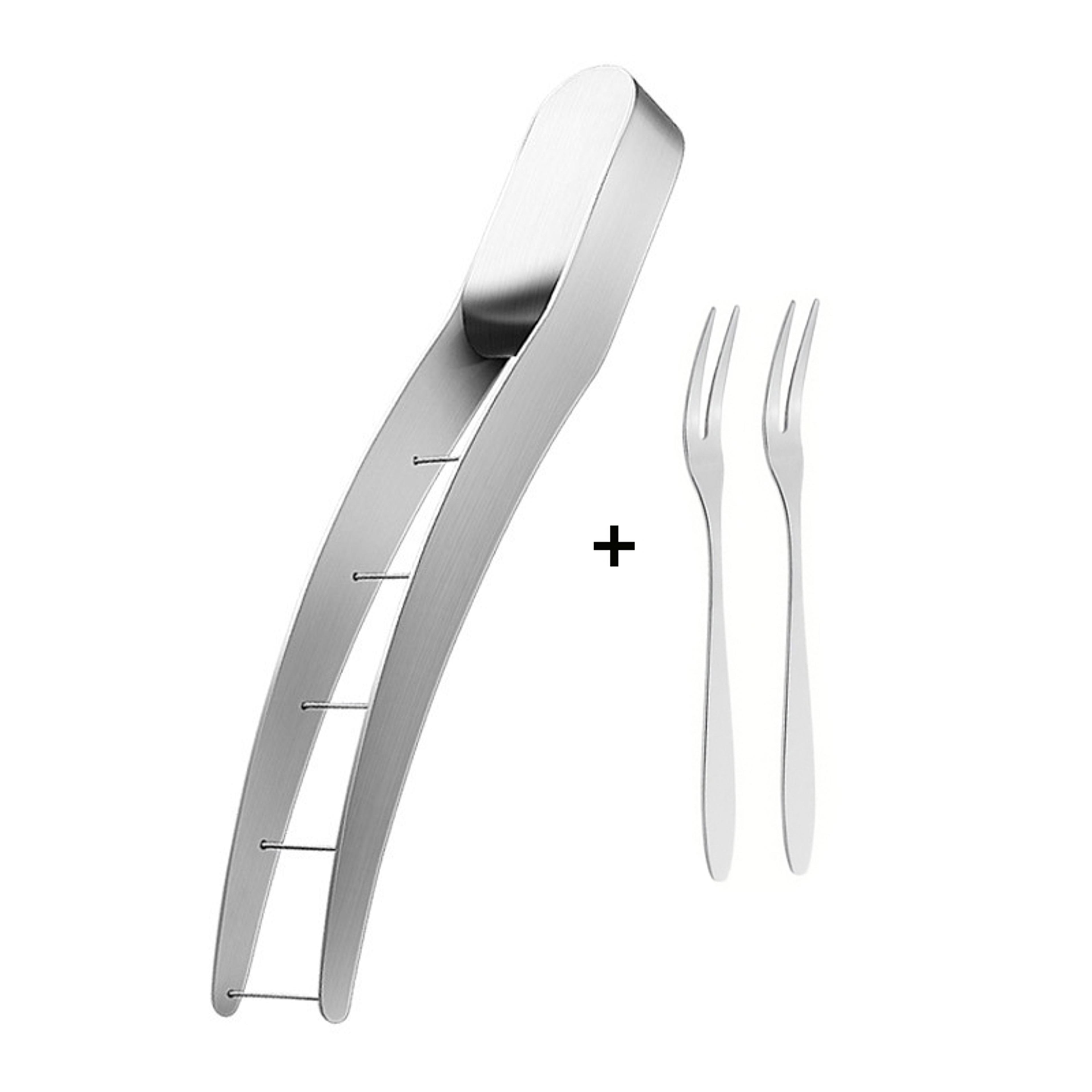 stainless steel watermelon slicer with dual forks – quick cube fruit cutter kitchen tool