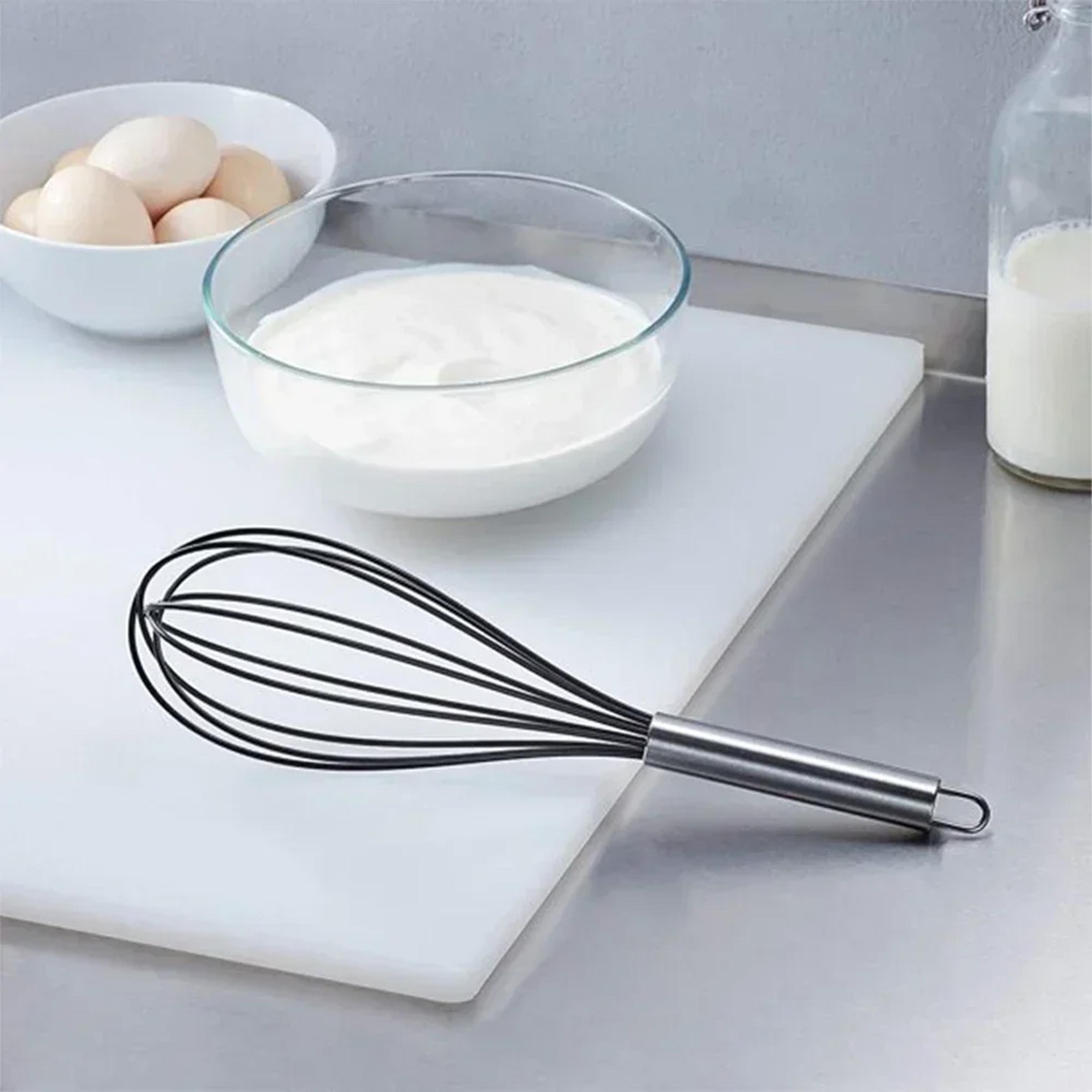 premium stainless steel balloon whisk manual egg beater for baking, mixing & whipping